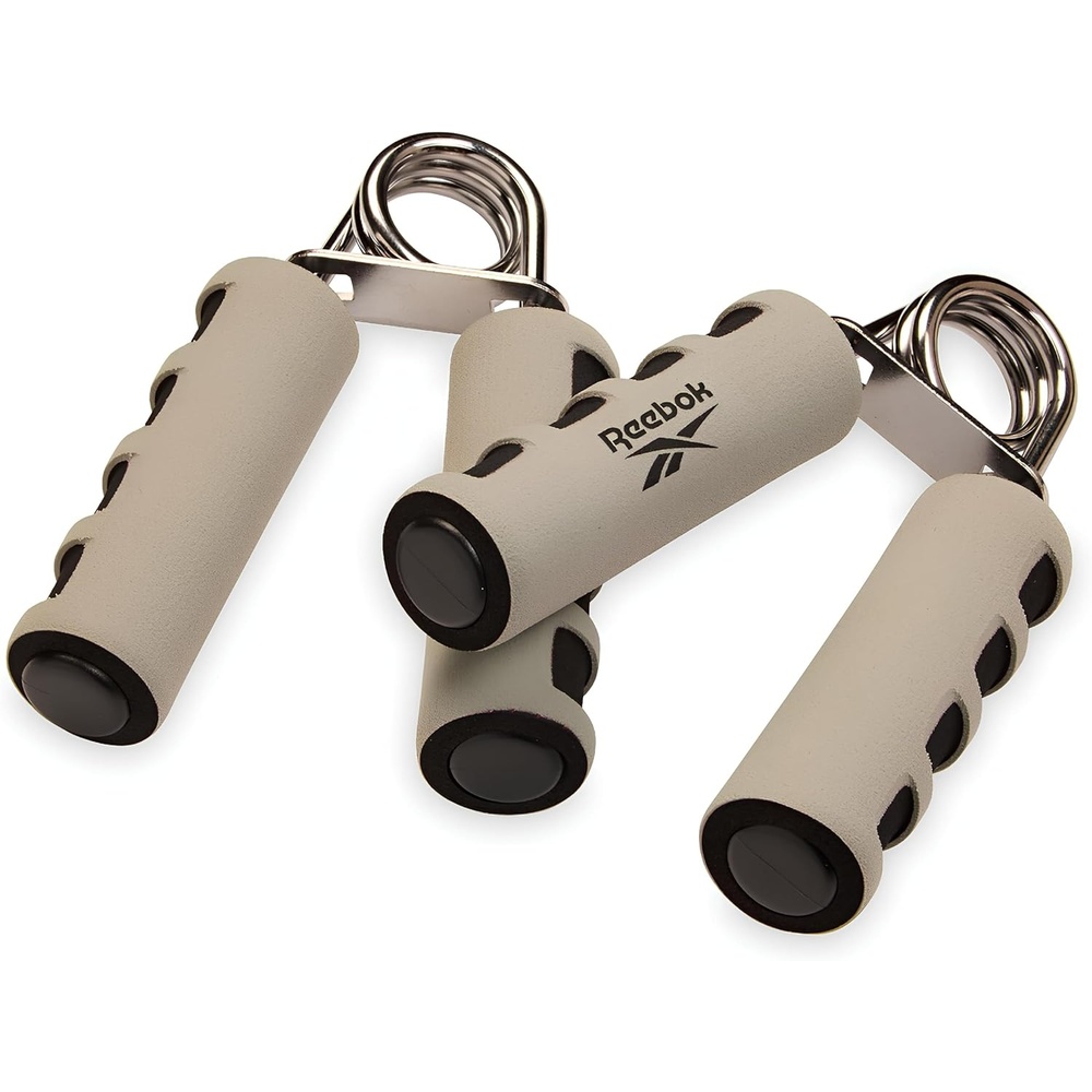 image:imageReebok 2Pack Hand Grips Spring Coiled Wrist Fingers amp Forearm Strength Trainer with Soft Foam Handles Improves Grip Strength Resistance Hand Gripper for Manual Exercises amp RehabGreyBlack