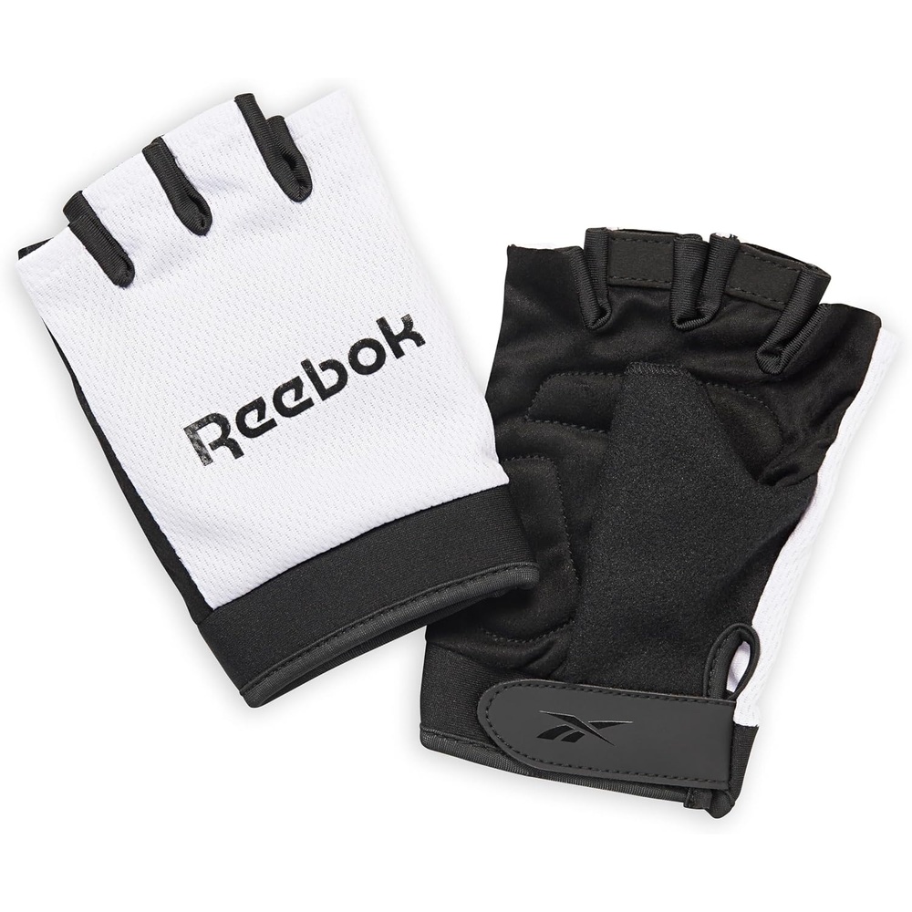 image:imageReebok Classic Fingerless Gloves Lightweight Fitness amp Weight Lifting Gloves for TrainingWHITEBLACK