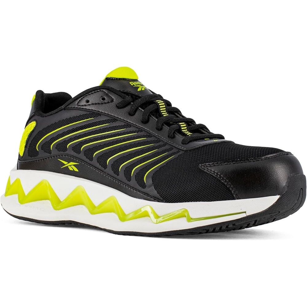 image:imageReebok Mens Work Zig Elusion Heritage SneakersBlackLime Green