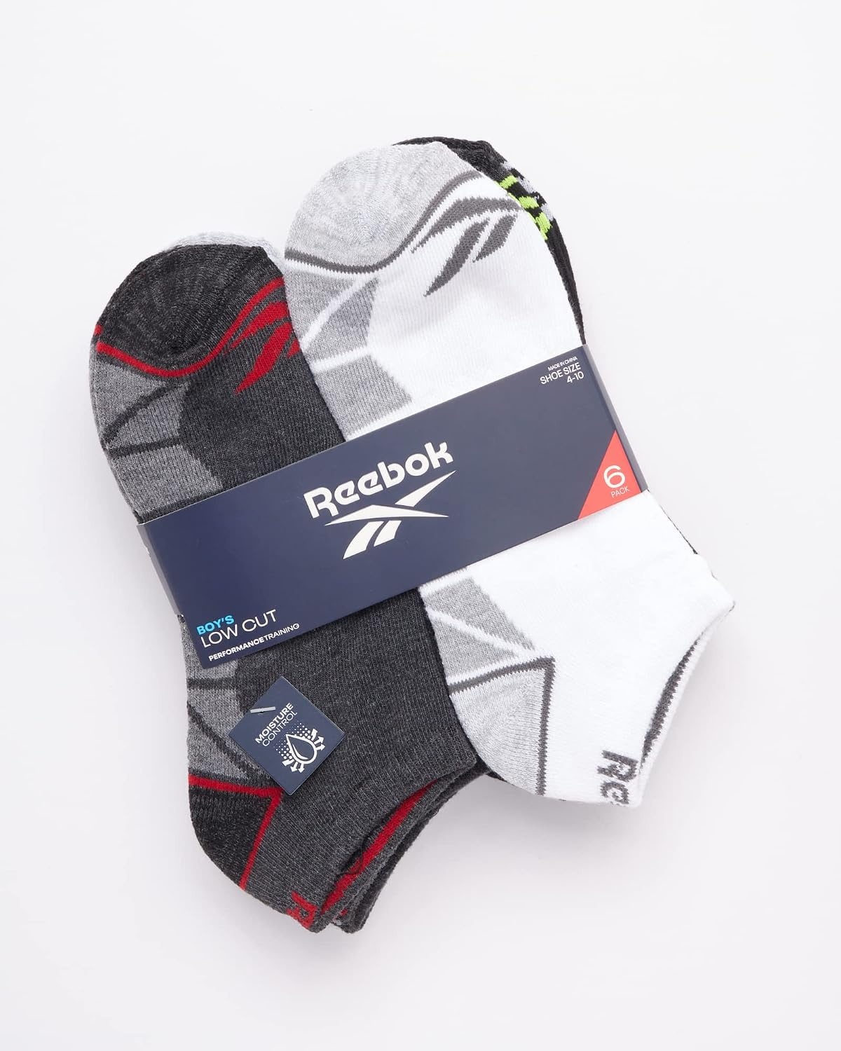image:imageReebok Boys Low Cut Socks 6Pack MoistureWicking Cushioned Ankle Socks Breathable Cushioned Comfort with a Stretch Performance Fit and Reinforced Toe Seam for Sports or Everyday WearWhiteGreyBlack