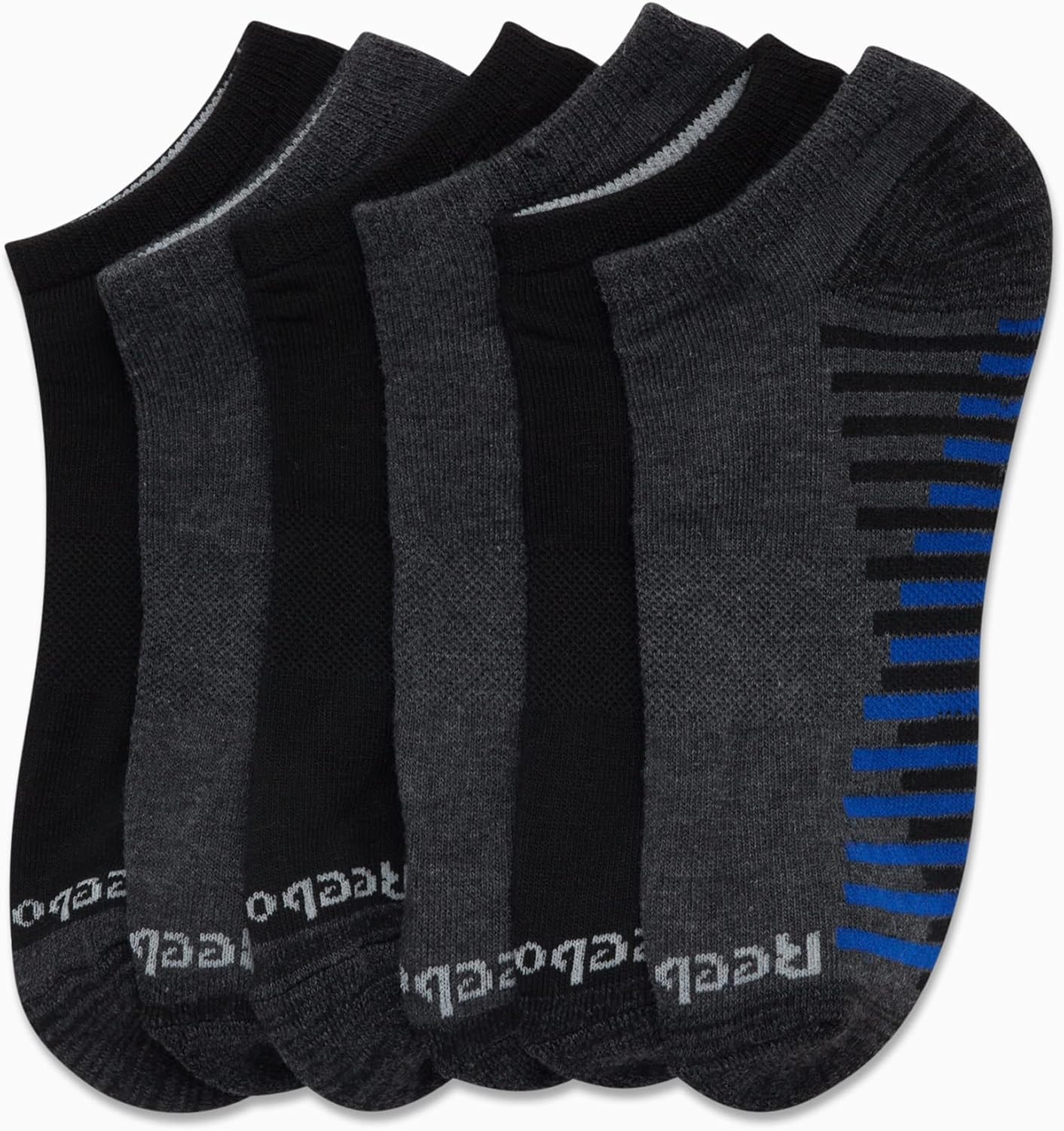 image:imageReebok Boys Low Cut Socks 6Pack MoistureWicking Cushioned Ankle Socks Breathable Cushioned Comfort with a Stretch Performance Fit and Reinforced Toe Seam for Sports or Everyday WearBlackGrey Pattern