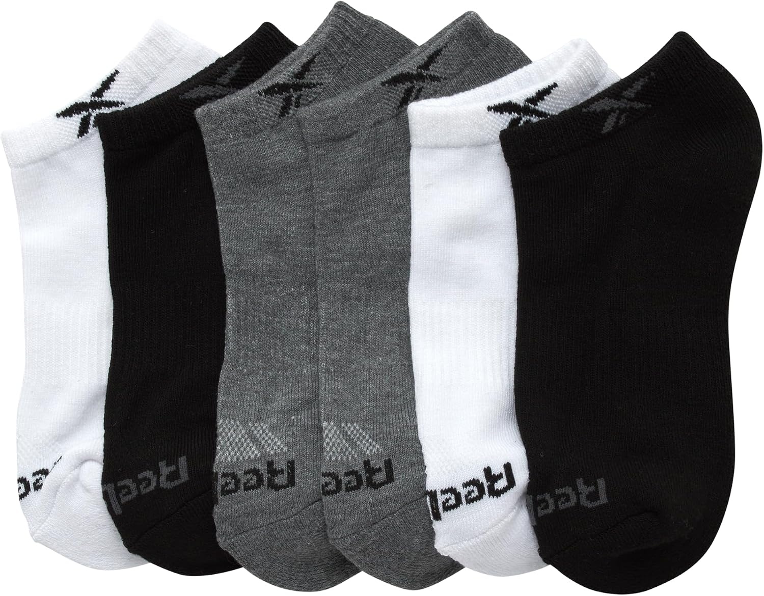 image:imageReebok Boys Low Cut Socks 6Pack MoistureWicking Cushioned Ankle Socks Breathable Cushioned Comfort with a Stretch Performance Fit and Reinforced Toe Seam for Sports or Everyday WearBlackWhiteGrey