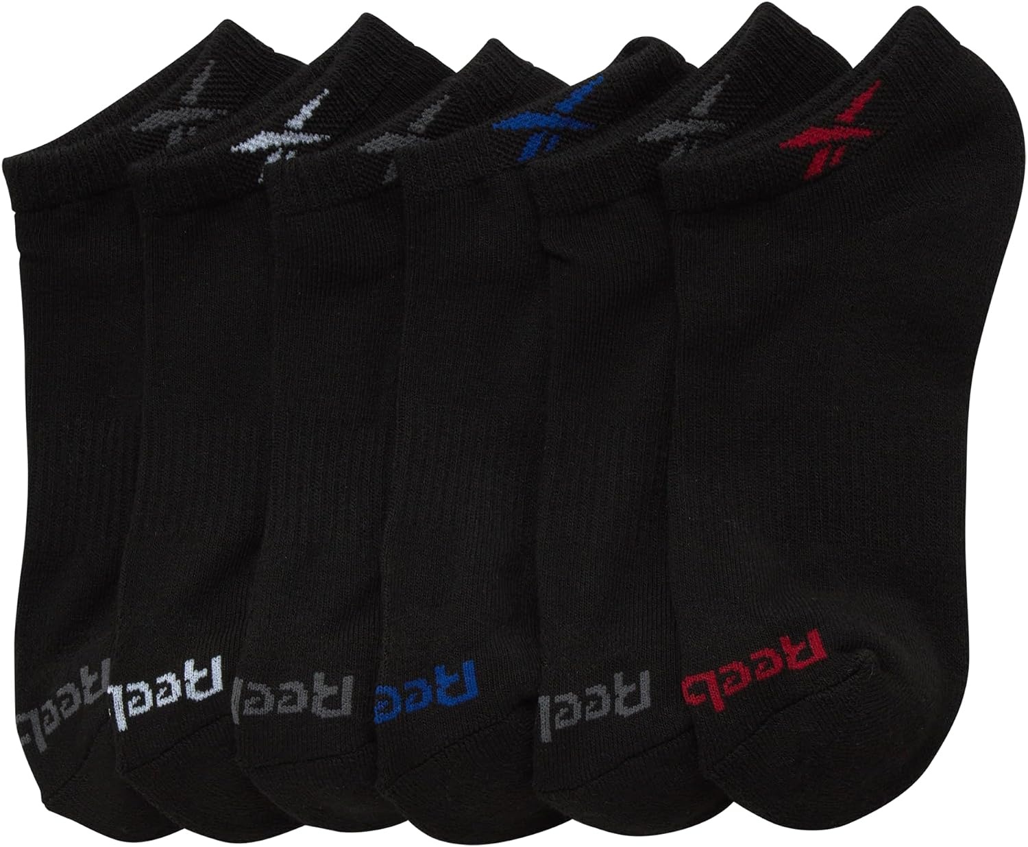 image:imageReebok Boys Low Cut Socks 6Pack MoistureWicking Cushioned Ankle Socks Breathable Cushioned Comfort with a Stretch Performance Fit and Reinforced Toe Seam for Sports or Everyday WearBlack Logo