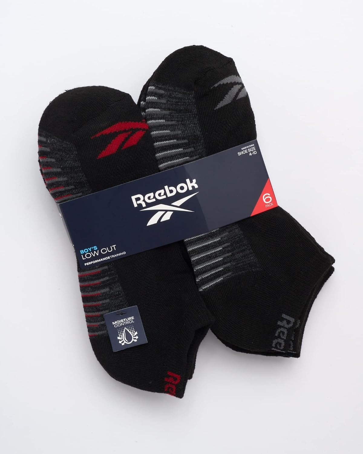 image:imageReebok Boys Low Cut Socks 6Pack MoistureWicking Cushioned Ankle Socks Breathable Cushioned Comfort with a Stretch Performance Fit and Reinforced Toe Seam for Sports or Everyday WearBlackGrey Lines