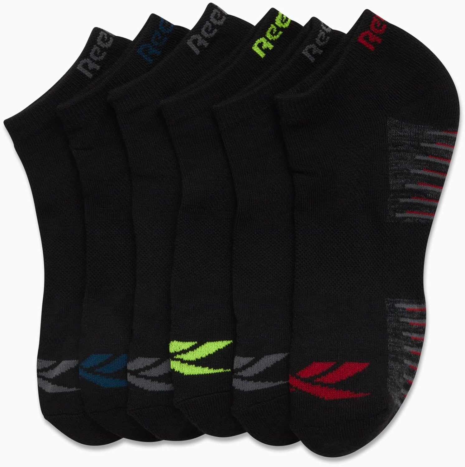 image:imageReebok Boys Low Cut Socks 6Pack MoistureWicking Cushioned Ankle Socks Breathable Cushioned Comfort with a Stretch Performance Fit and Reinforced Toe Seam for Sports or Everyday WearBlackGrey Lines