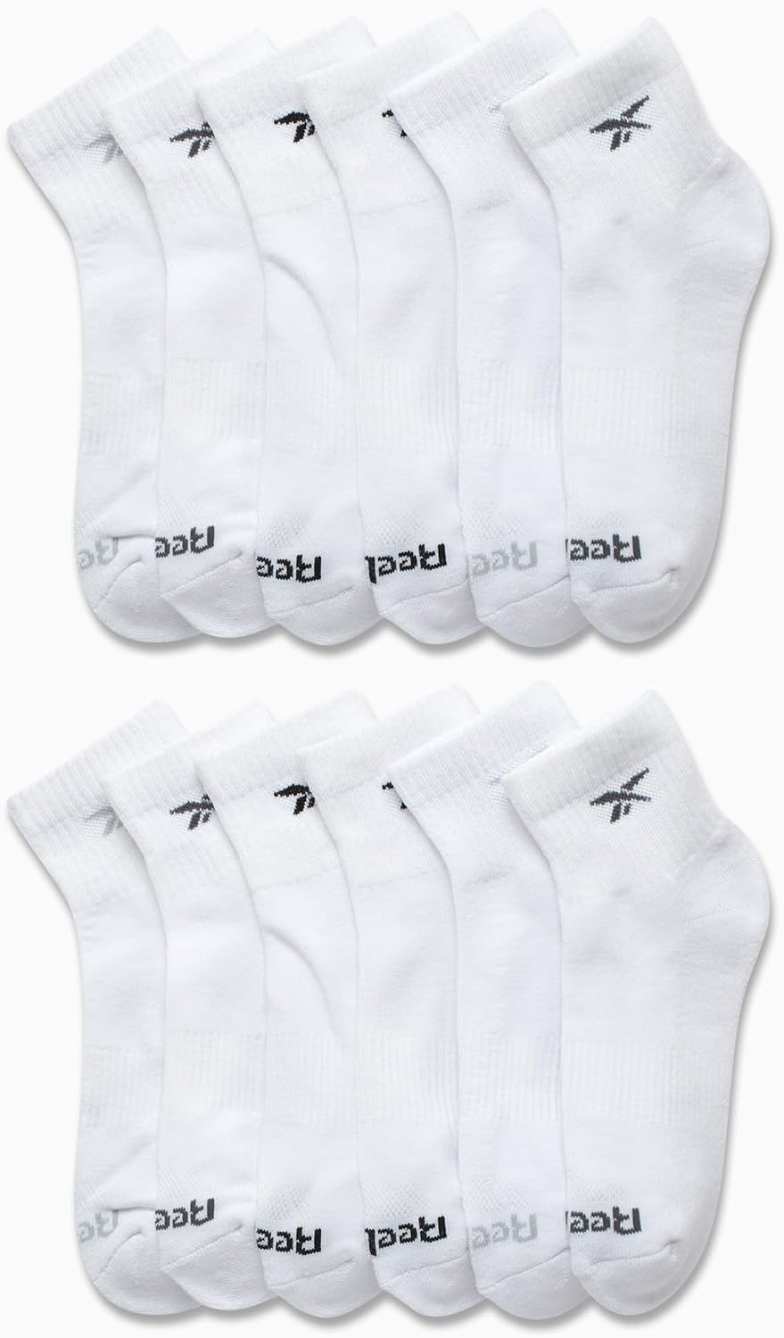 image:imageReebok Boys Quarter Socks 12Pack Cushioned Athletic Socks wArch Support MoistureWicking Breathable Fabric with a Reinforced Toe Seam Built for AllDay Active WearAll White