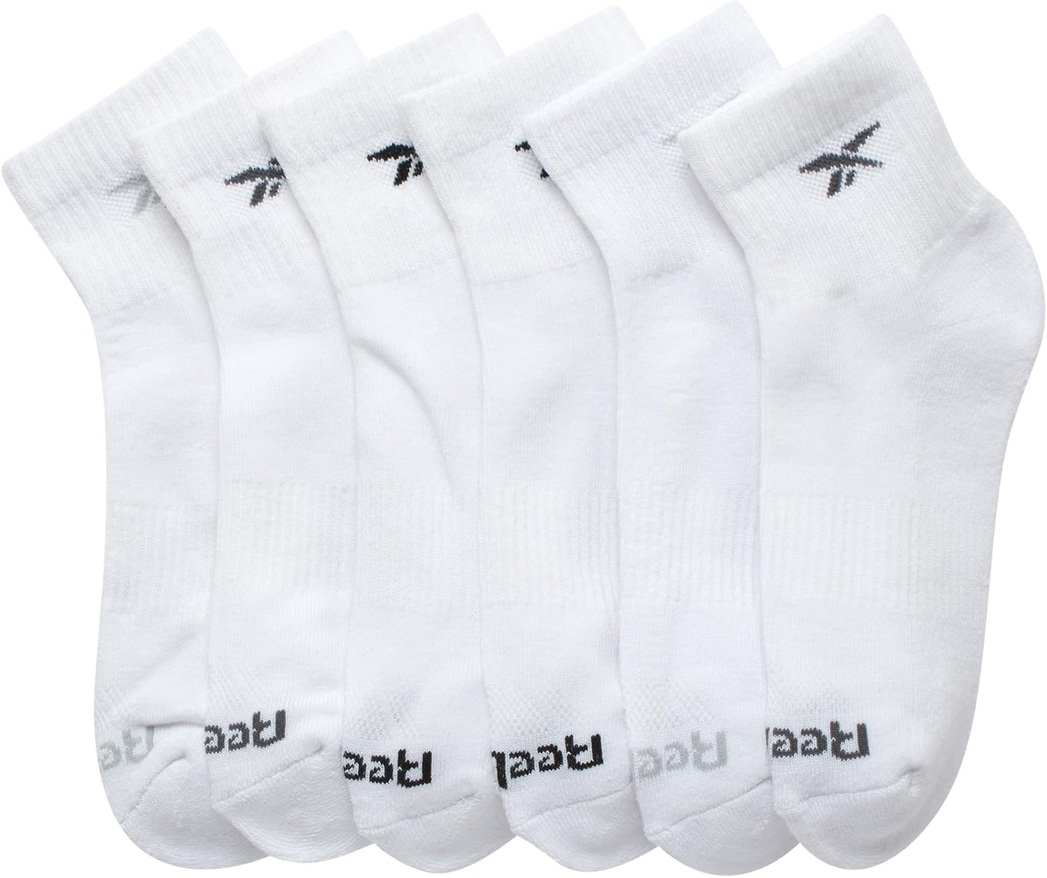image:imageReebok Boys Quarter Socks 6 Pack Performance Quarter Cut Athletic Socks Breathable Moisturewicking Fabric Cushioned Footbed Eases Fatigue Arch Support Locks in FitAll White