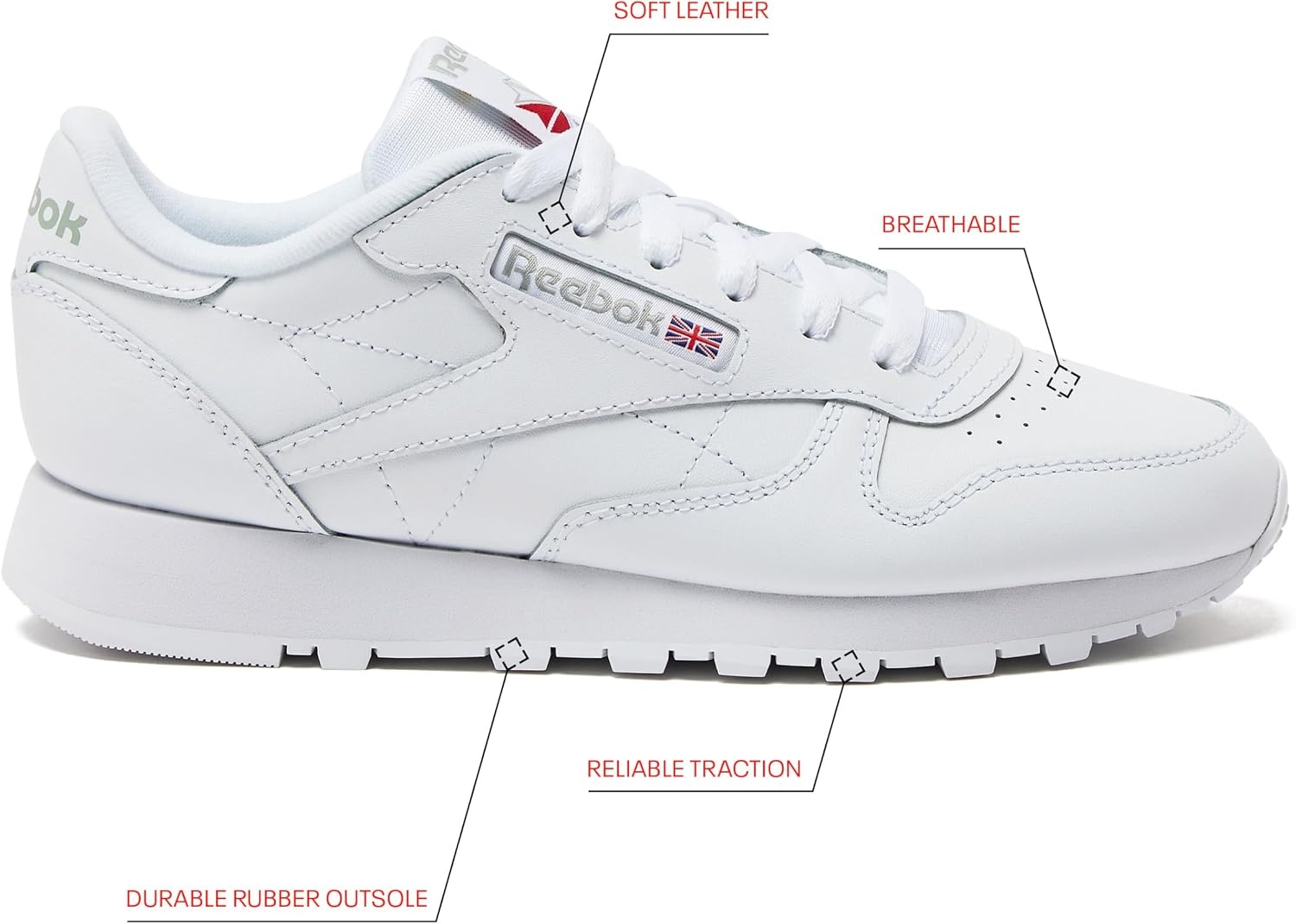image:imageReebok Classic Leather Sneakers for Women Casual Tennis Womens ShoesFootwear WhiteFootwear WhitePure Grey3
