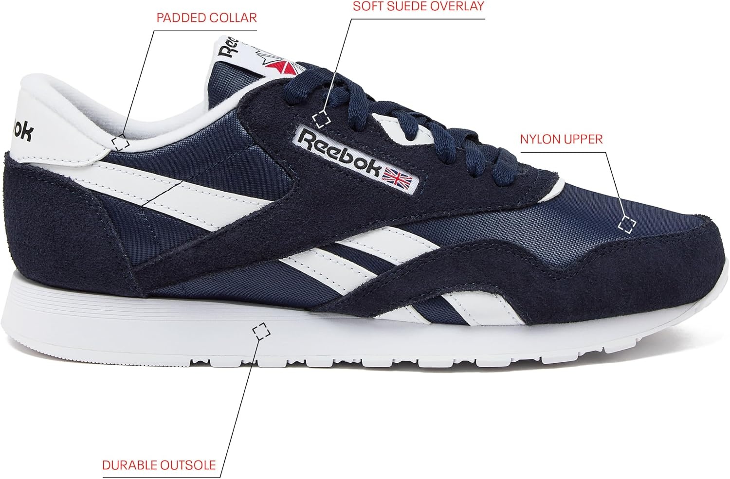 image:imageReebok Classic Nylon Mens Sneakers Tennis ShoesVector NavyFootwear WhiteFootwear White