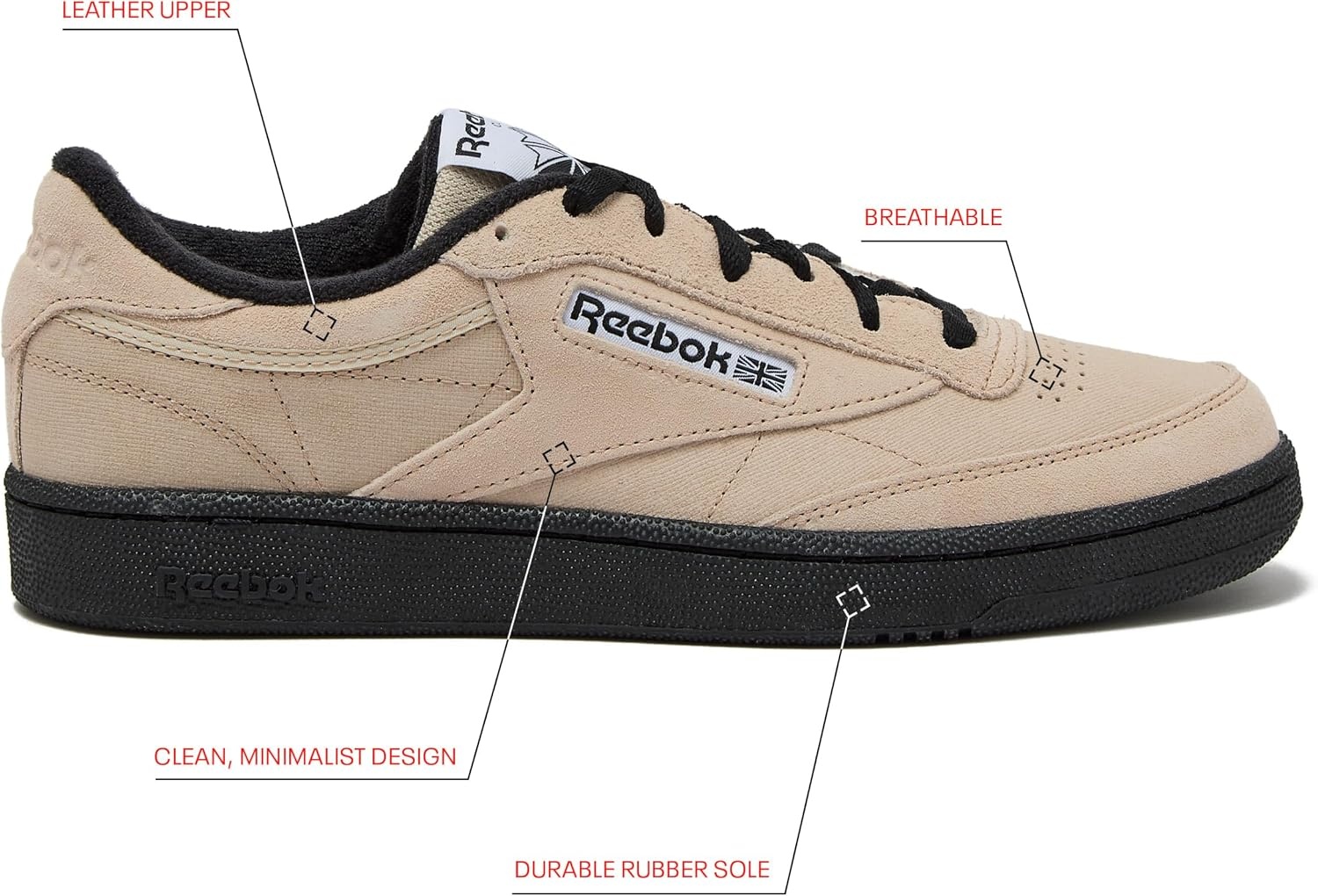 image:imageReebok Club C 85 Mens Tennis Shoes Casual Fashion White Sneakers for MenTapiocaBlackWhite