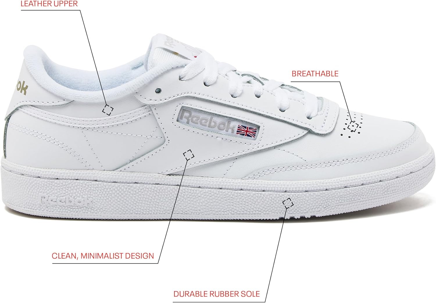 image:imageReebok Club C 85 Tennis Shoes for Women Casual Womens SneakersWhiteLight Grey