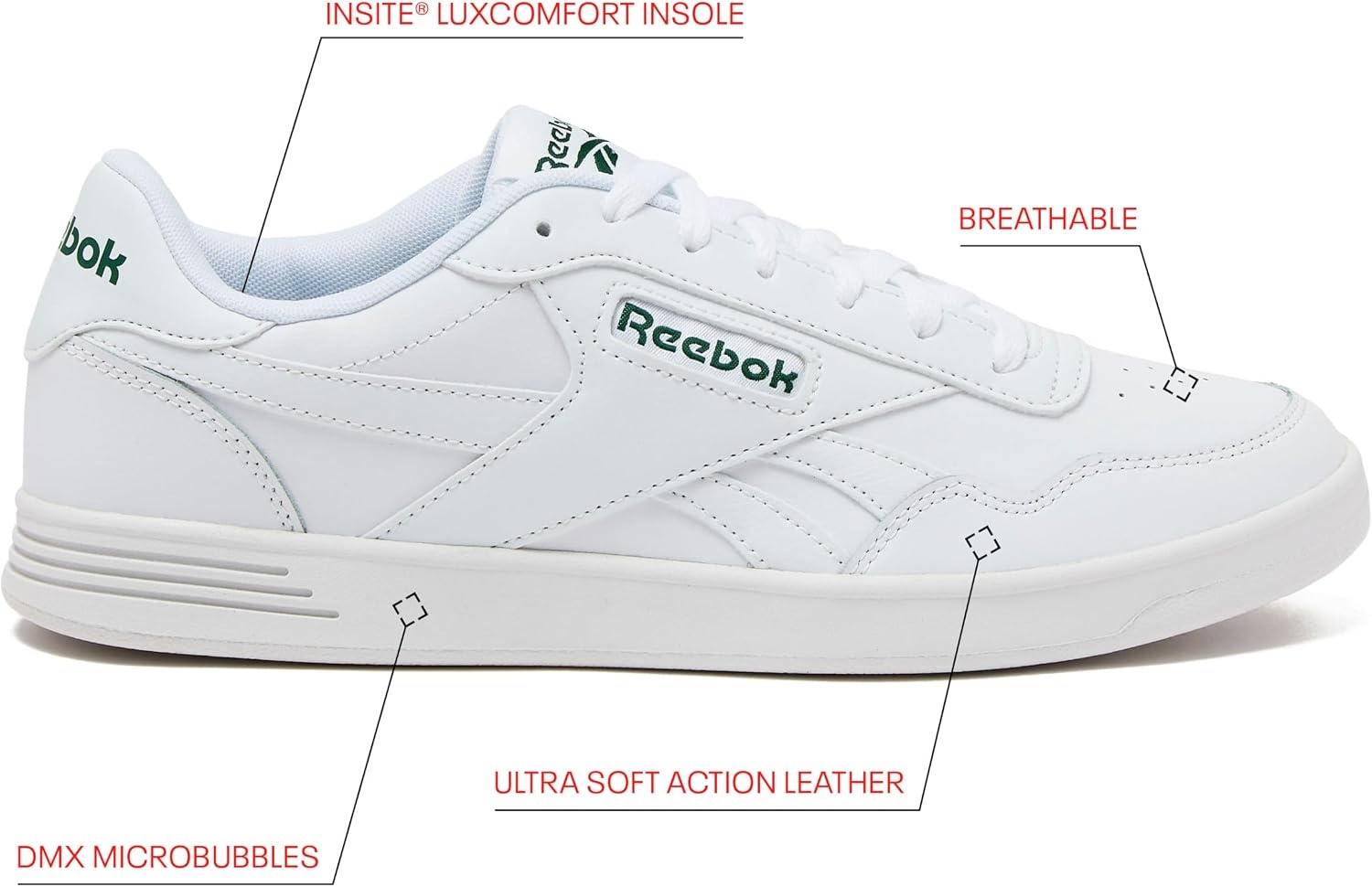 image:imageReebok Court Advance Sneakers for Men Casual Tennis Mens Shoes Size 6 to 15Ffp Footwear WhiteFootwear WhiteClover Green