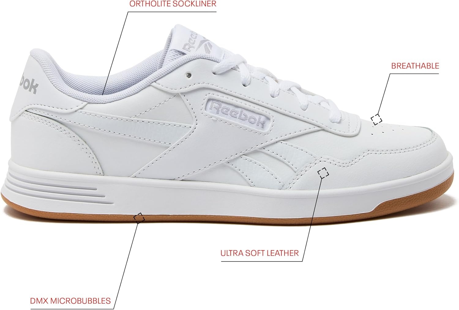 image:imageReebok Court Advance Womens Sneakers Casual Fashion White Sneakers for WomenFootwear WhiteCold Grey 2Reebok Gum