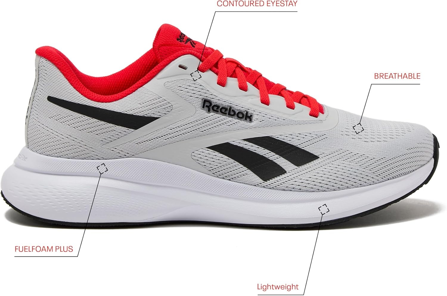 image:imageReebok Energen Run 4 Running Shoes for Men Lightweight Athletic Mens Sneakers Size 65 to 14Mist GreyEnergy RedBlack