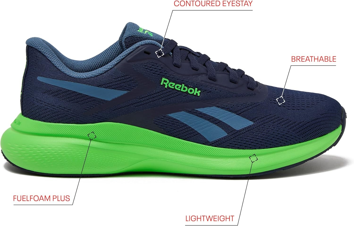 image:imageReebok Energen Run 4 Running Shoes for Men Lightweight Athletic Mens Sneakers Size 65 to 14Vector NavyTwilight BlueSolar Lime