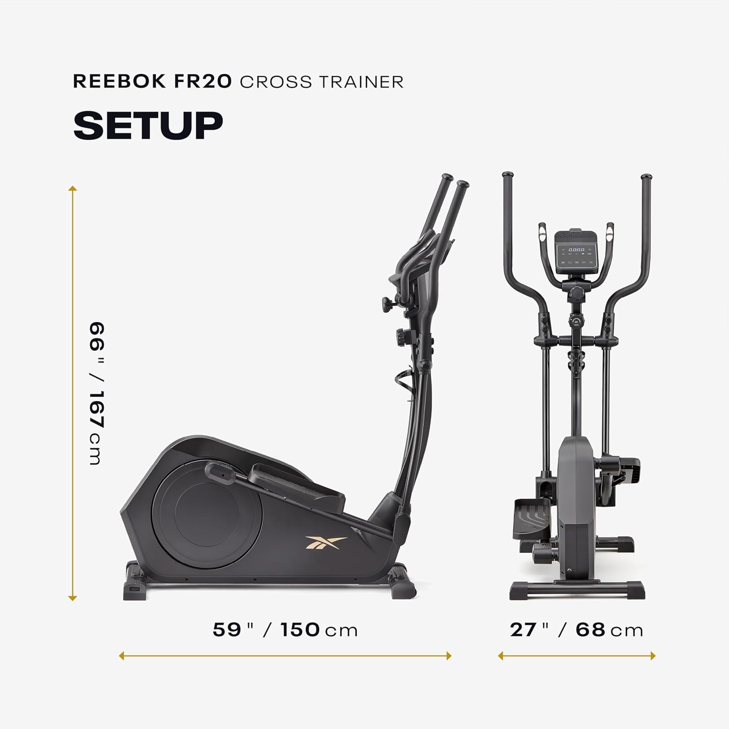 image:imageReebok FR20 Home Elliptical Cross Trainer Black Cardio Exercise 8 Resistance Levels 264 lb Capacity Plus 60 Day Free Kinomap Membership