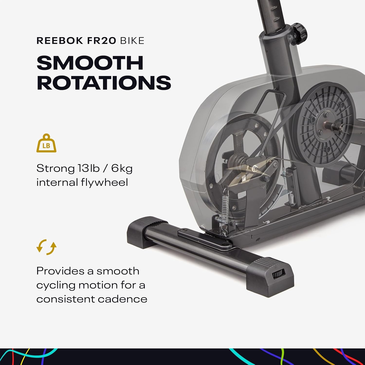 image:imageReebok FR20 Stationary Bike Indoor Cycling Bike with Adjustable Handles Saddle and Floor Level 8 Resistance Levels Upright Exercise Bike Black