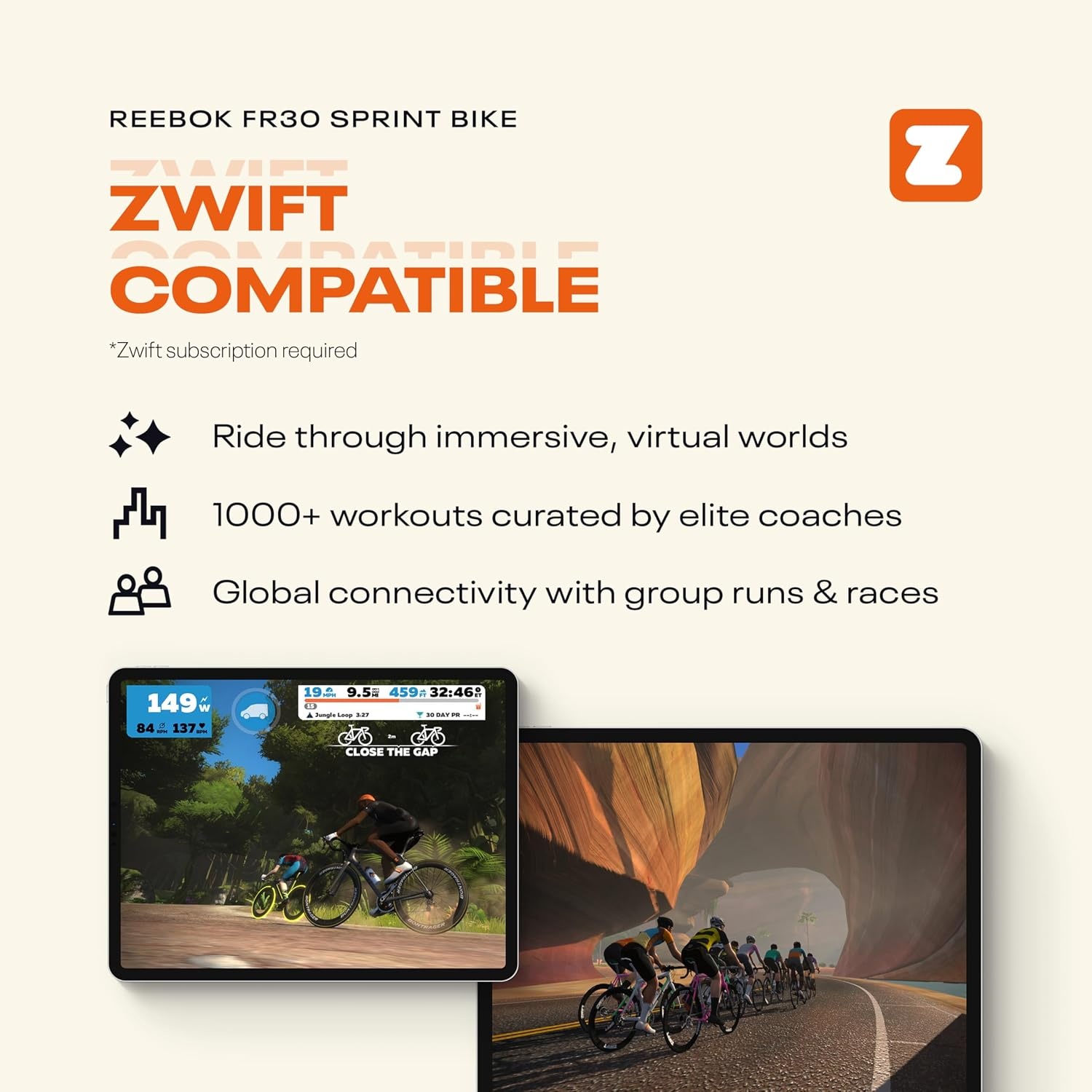 image:imageReebok FR30 Sprint Bike Bluetooth Compatible Stationary Bike 32 Resistance Levels Adjustable SaddleStraps Exercise Bike with TabletPhone Holder