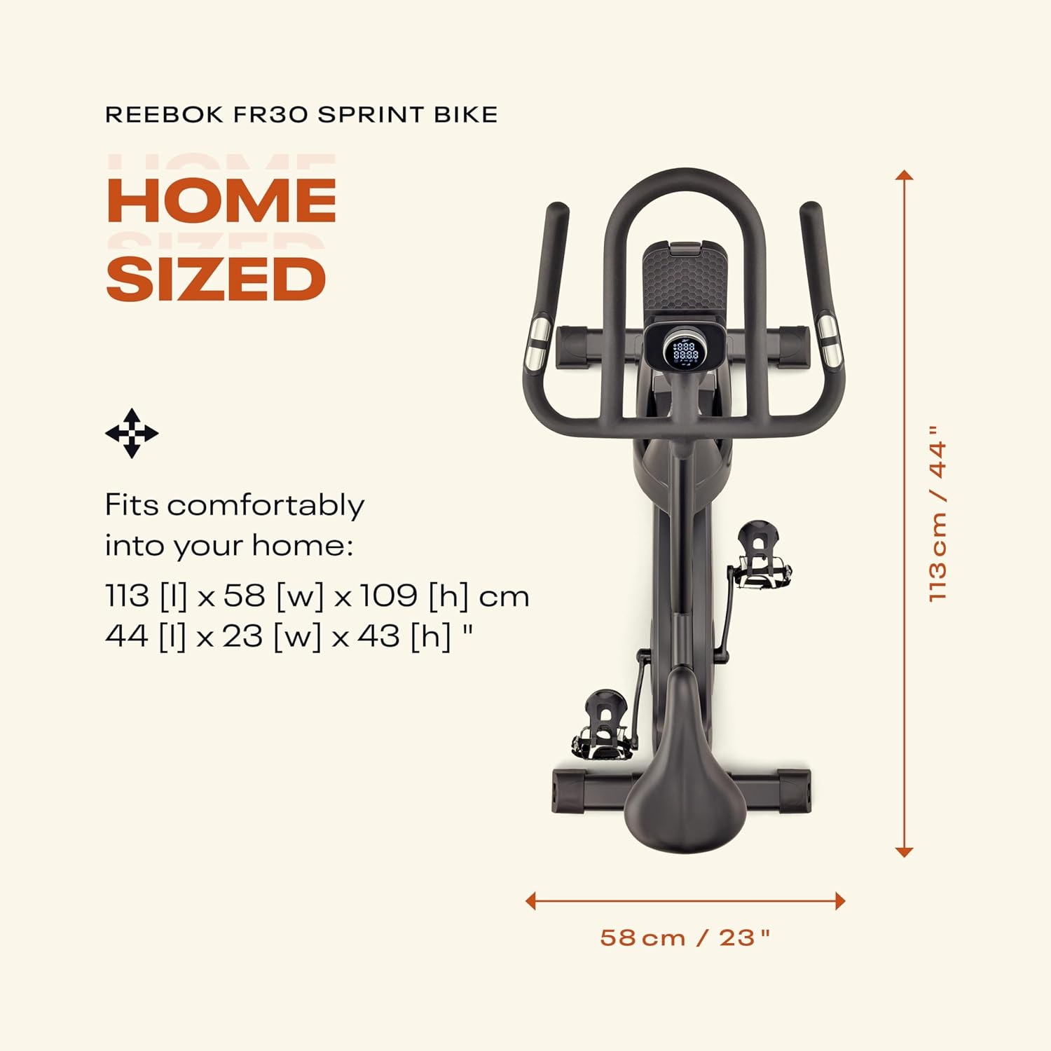 image:imageReebok FR30 Sprint Bike Bluetooth Compatible Stationary Bike 32 Resistance Levels Adjustable SaddleStraps Exercise Bike with TabletPhone Holder