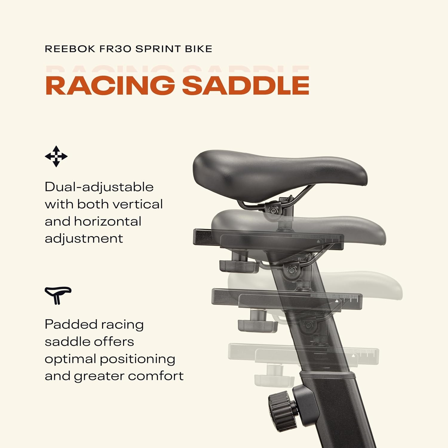 image:imageReebok FR30 Sprint Bike Bluetooth Compatible Stationary Bike 32 Resistance Levels Adjustable SaddleStraps Exercise Bike with TabletPhone Holder