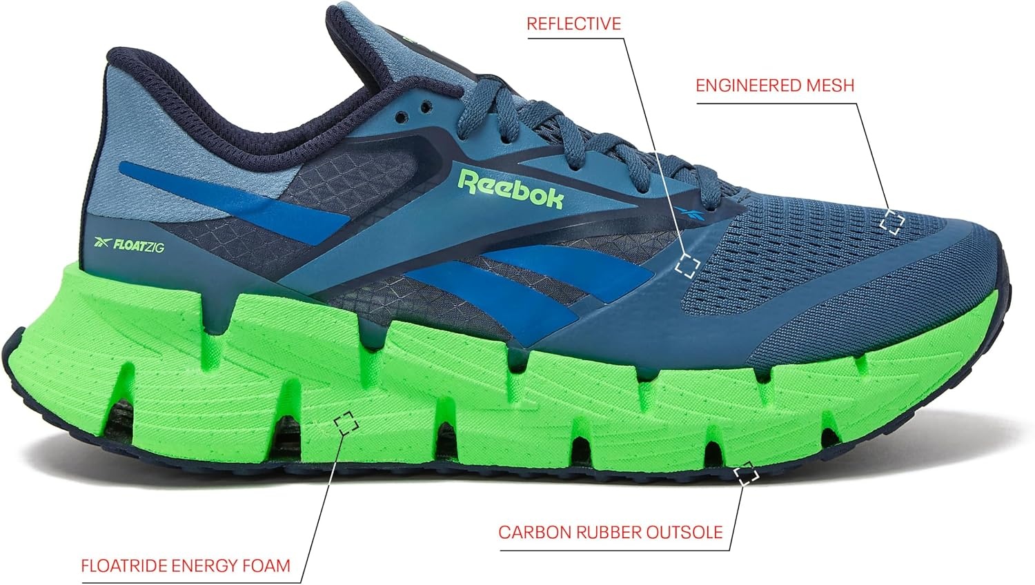 image:imageReebok Floatzig Running Shoes for MenShadowTwilight BlueSolar Lime