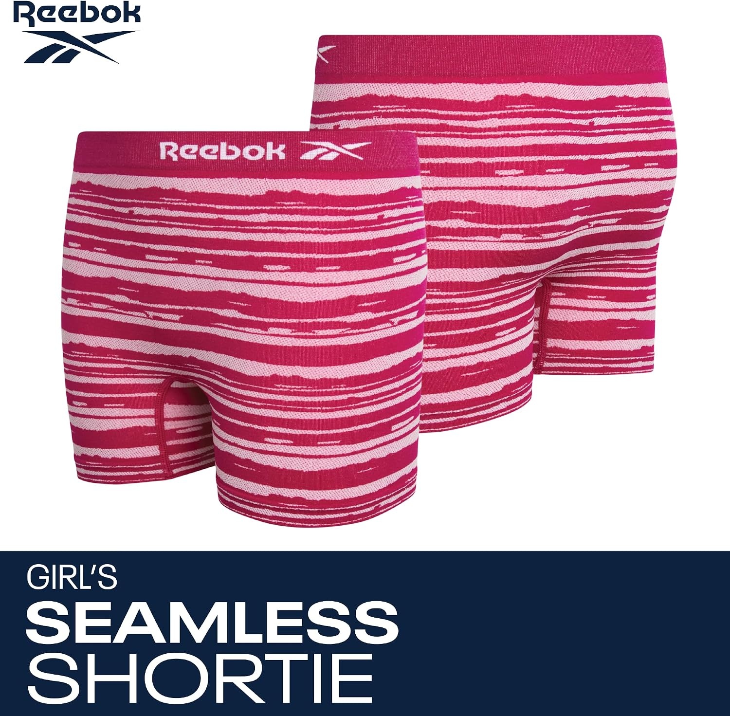 image:imageReebok Girls Boyshorts 2 Pack Seamless Cartwheel Bike Shorts 3 Combines BikeShort Coverage with Panty Comfort Breathable Stretch Fabric Holds Its Shape Wear After WearPink JacquardBlack
