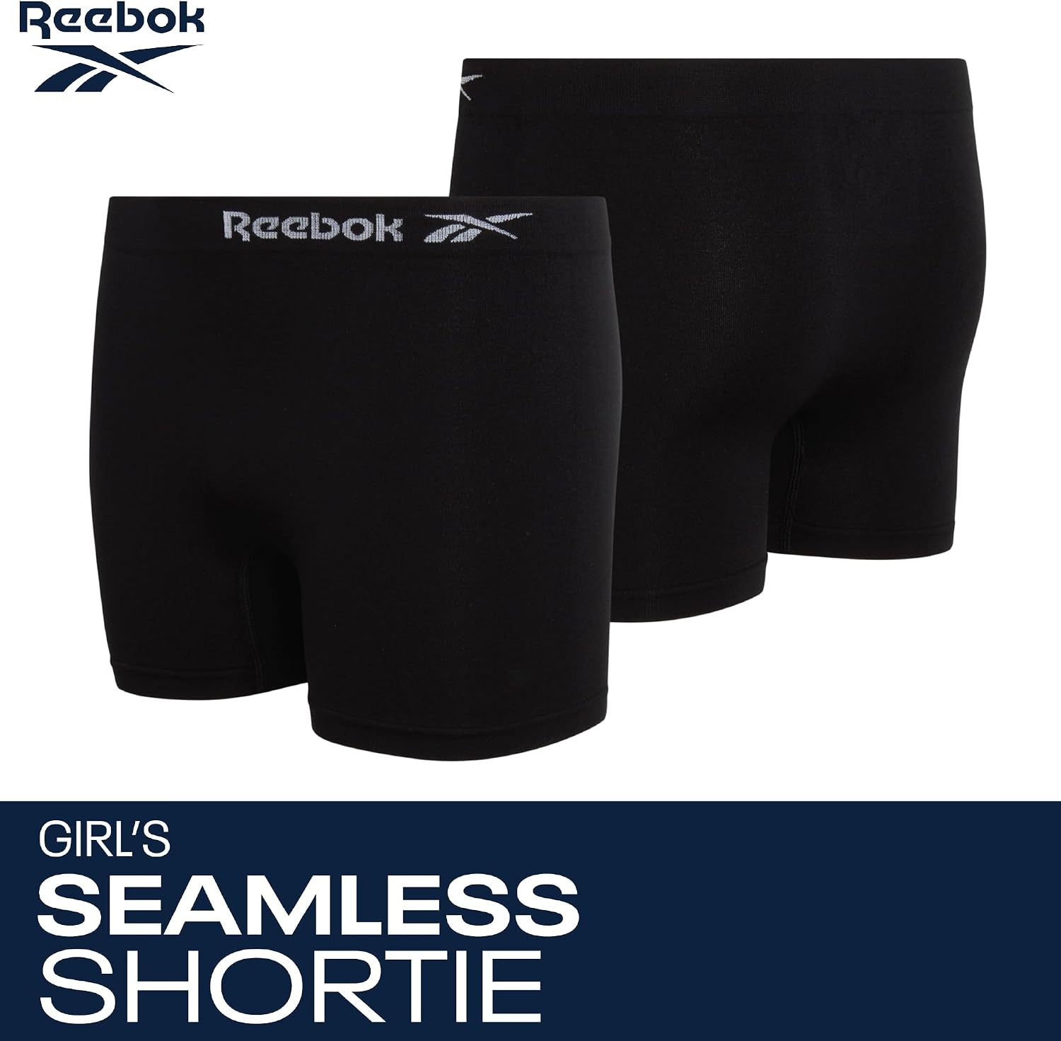image:imageReebok Girls Boyshorts 2 Pack Seamless Cartwheel Bike Shorts 3 Combines BikeShort Coverage with Panty Comfort Breathable Stretch Fabric Holds Its Shape Wear After WearBlackBlack
