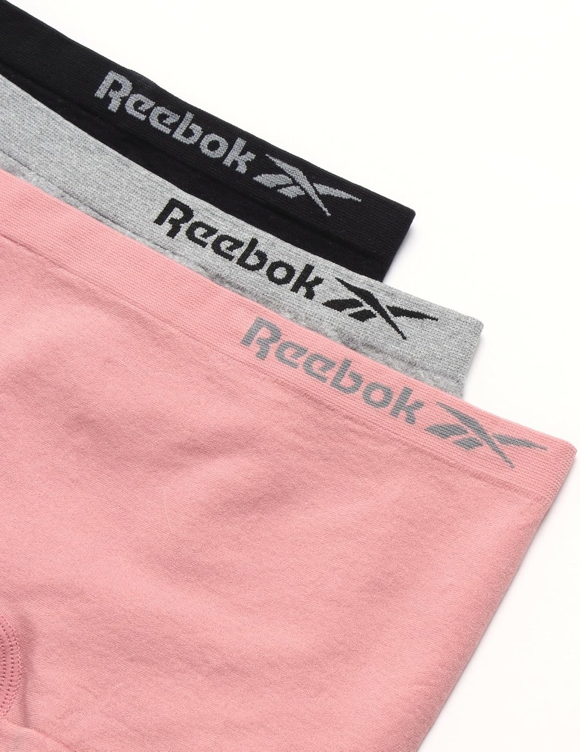 image:imageReebok Girls Boyshorts 3 Pack Stretch Seamless 2 Inseam Soft Easy Coverage for School Play and Lounging Smooth Fit Flexes Through Sports and SleepoversGreyRoseBlack