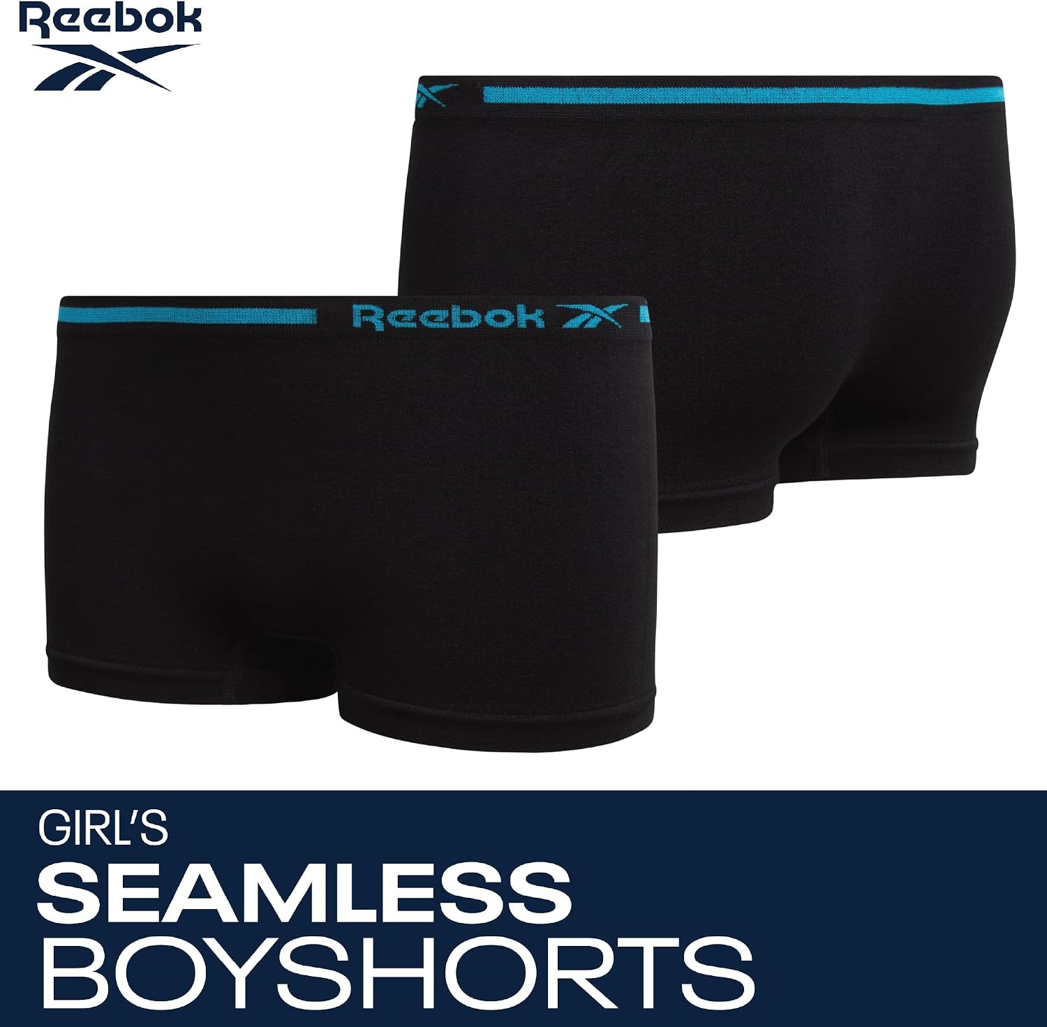 image:imageReebok Girls Boyshorts 4 Pack Performance Stretch Seamless Underwear Soft Easy Coverage for School Play and Lounging Smooth Fit Flexes Through Sports and SleepoversBlack