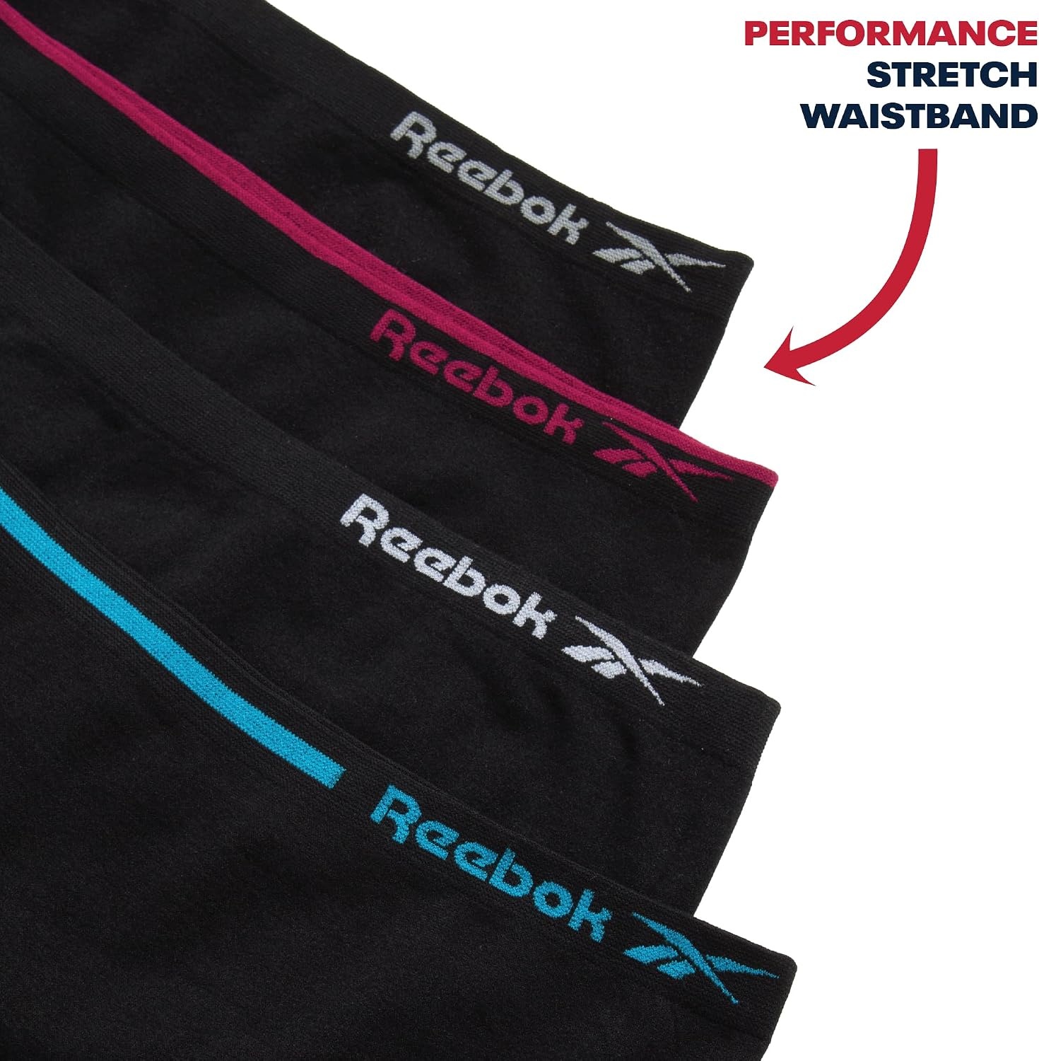 image:imageReebok Girls Boyshorts 4 Pack Performance Stretch Seamless Underwear Soft Easy Coverage for School Play and Lounging Smooth Fit Flexes Through Sports and SleepoversBlack