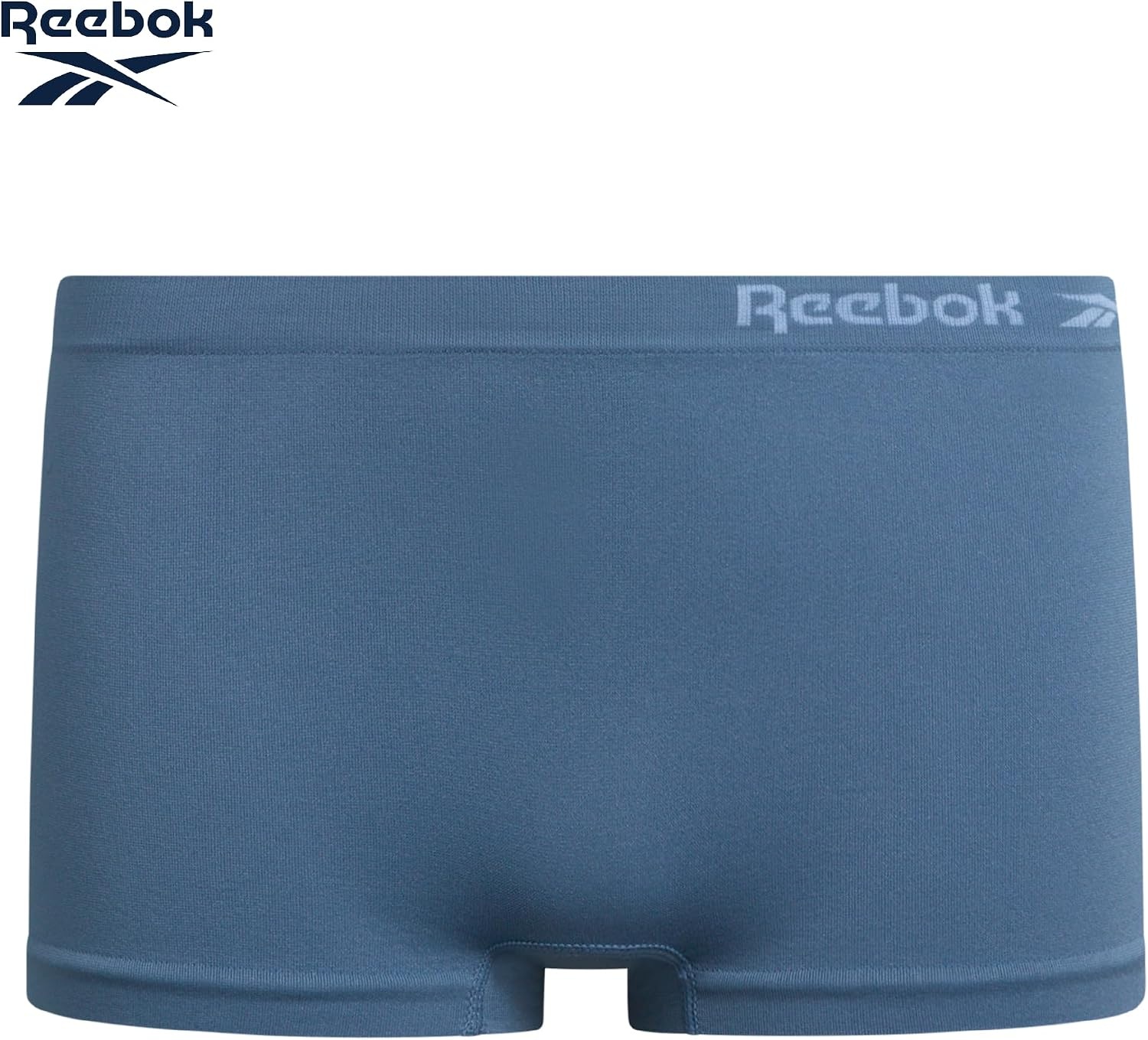 image:imageReebok Girls Boyshorts 4 Pack Performance Stretch Seamless Underwear Soft Easy Coverage for School Play and Lounging Smooth Fit Flexes Through Sports and SleepoversSteel GreyFaded DenimWhiteWhite Spacedye