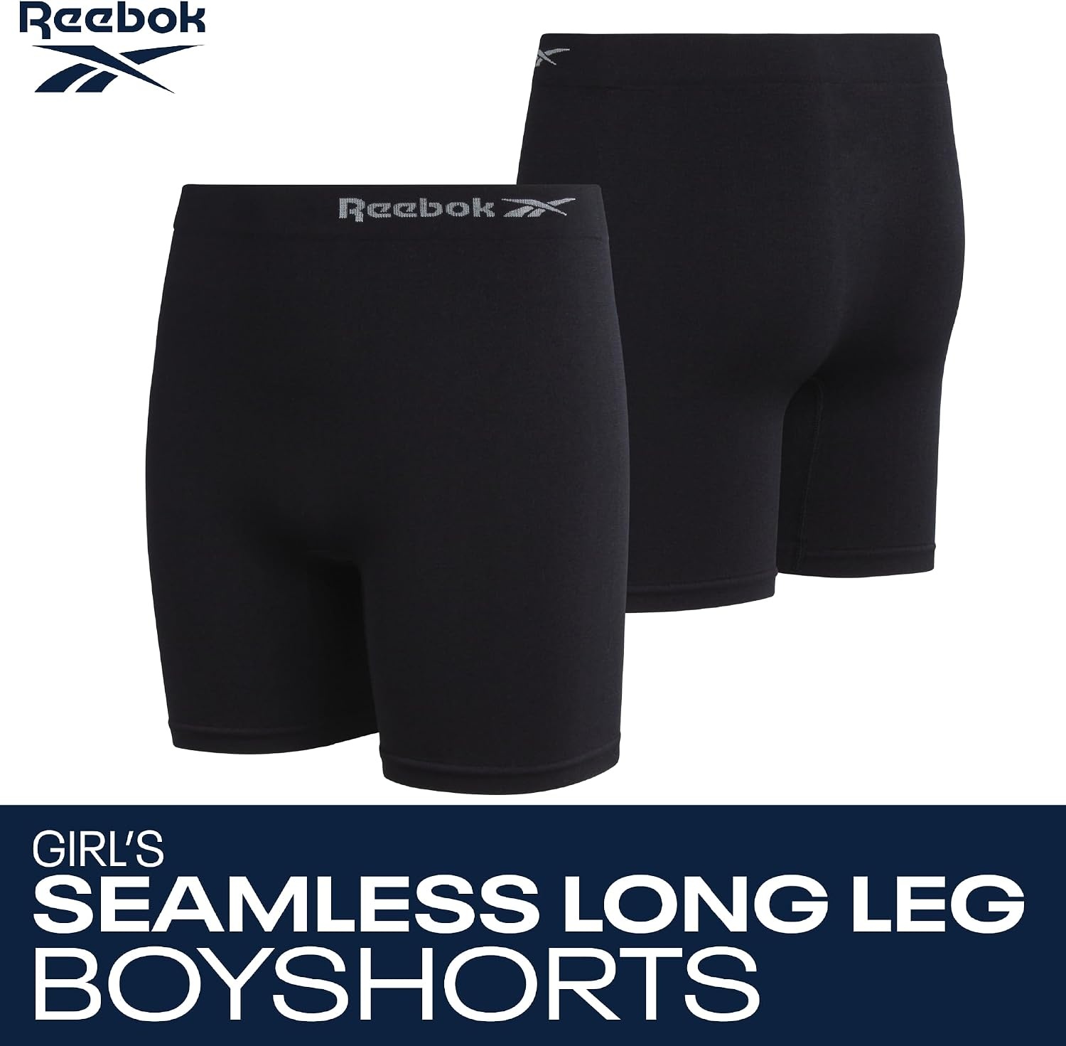 image:imageReebok Girls Boyshorts 4 Pack TagFree Seamless Long Leg Boxers 5 Inseam Soft IrritationFree Comfort for Active Kids Supportive FullCoverage Fit Through Every ActivityAll Black