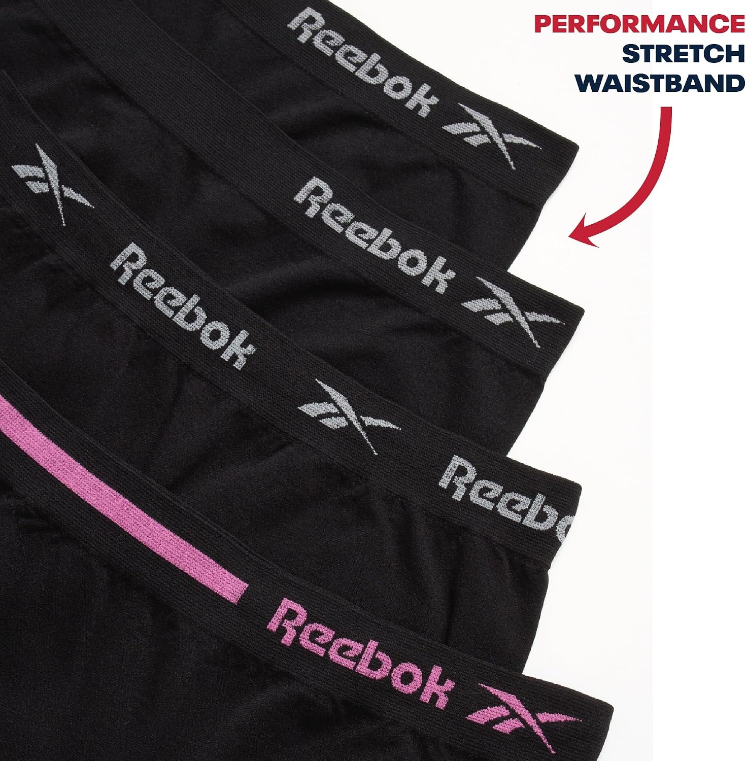 image:imageReebok Girls Boyshorts 4 Pack TagFree Seamless Long Leg Boxers 5 Inseam Soft IrritationFree Comfort for Active Kids Supportive FullCoverage Fit Through Every ActivityGreyBlackWhiteBlue