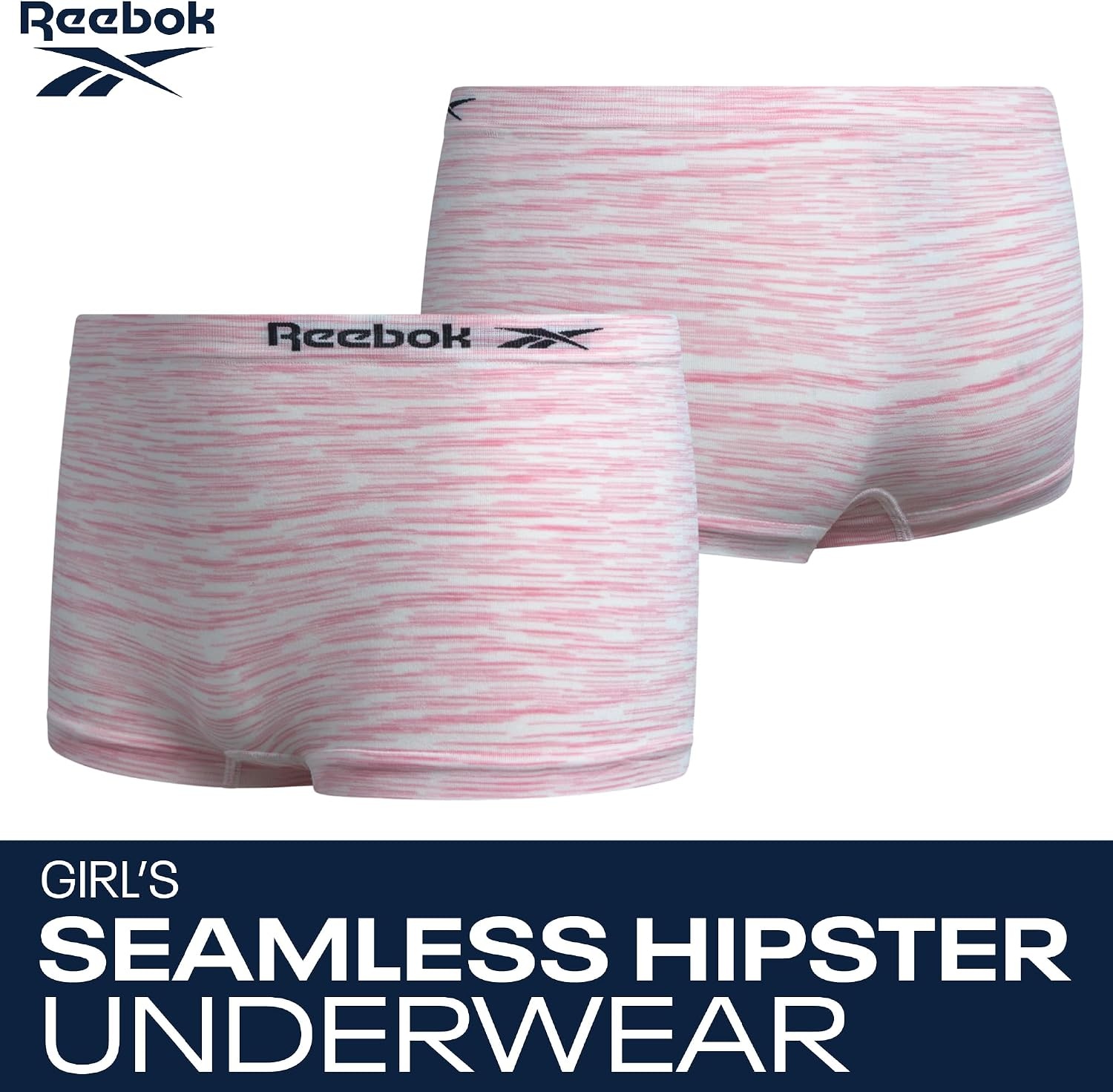 image:imageReebok Girls Boyshorts 5 Pack Soft Seamless Brief Underwear for Girls  TagFree Smooth Construction Ensures WorryFree Play She Stays Comfortable All Day Through School and SportsScuba BlueWhite SpacedyeBlackWhite