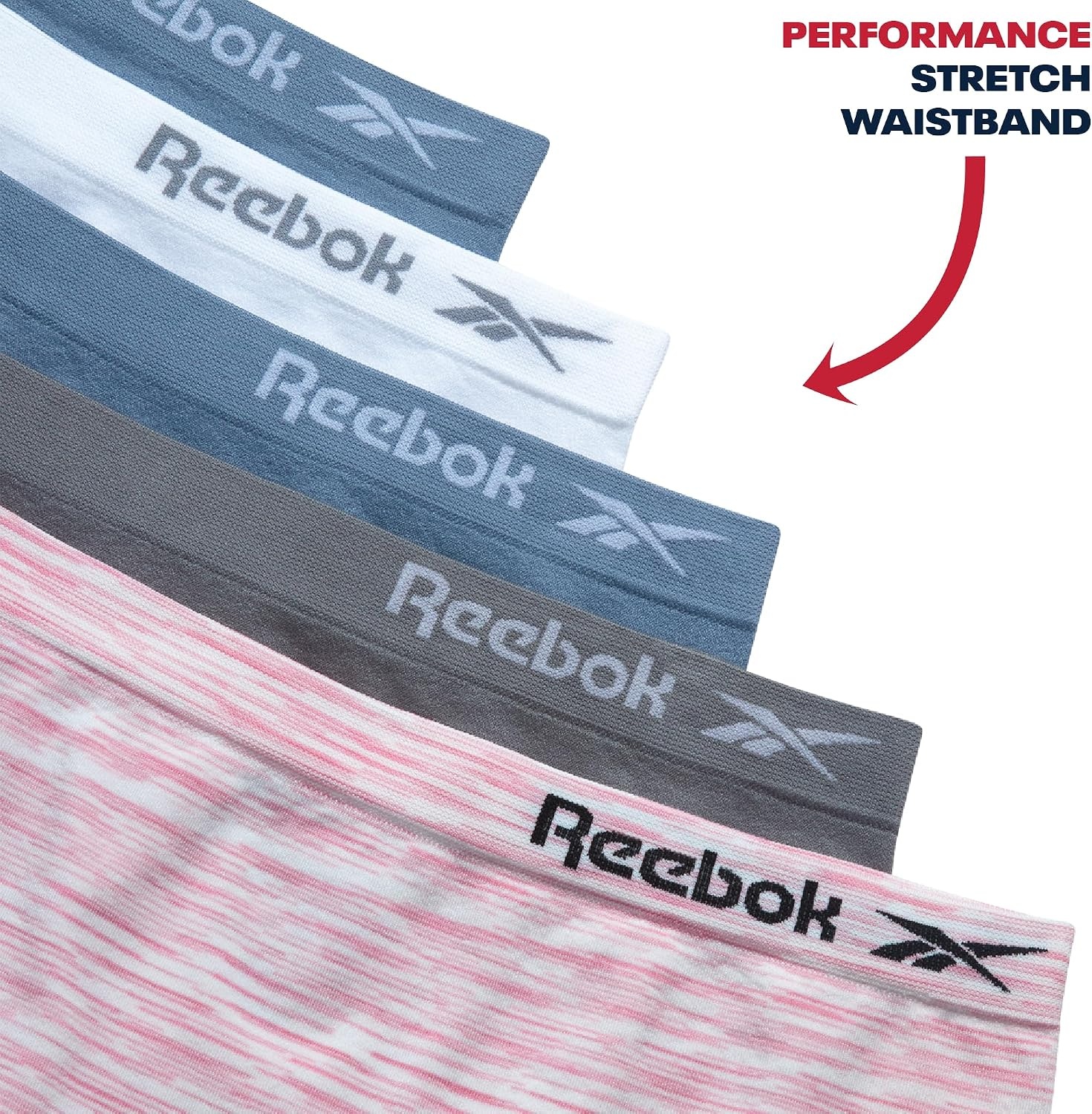 image:imageReebok Girls Boyshorts 5 Pack Soft Seamless Brief Underwear for Girls  TagFree Smooth Construction Ensures WorryFree Play She Stays Comfortable All Day Through School and SportsSteel GreyFaded DenimWhiteWhite Spacedye