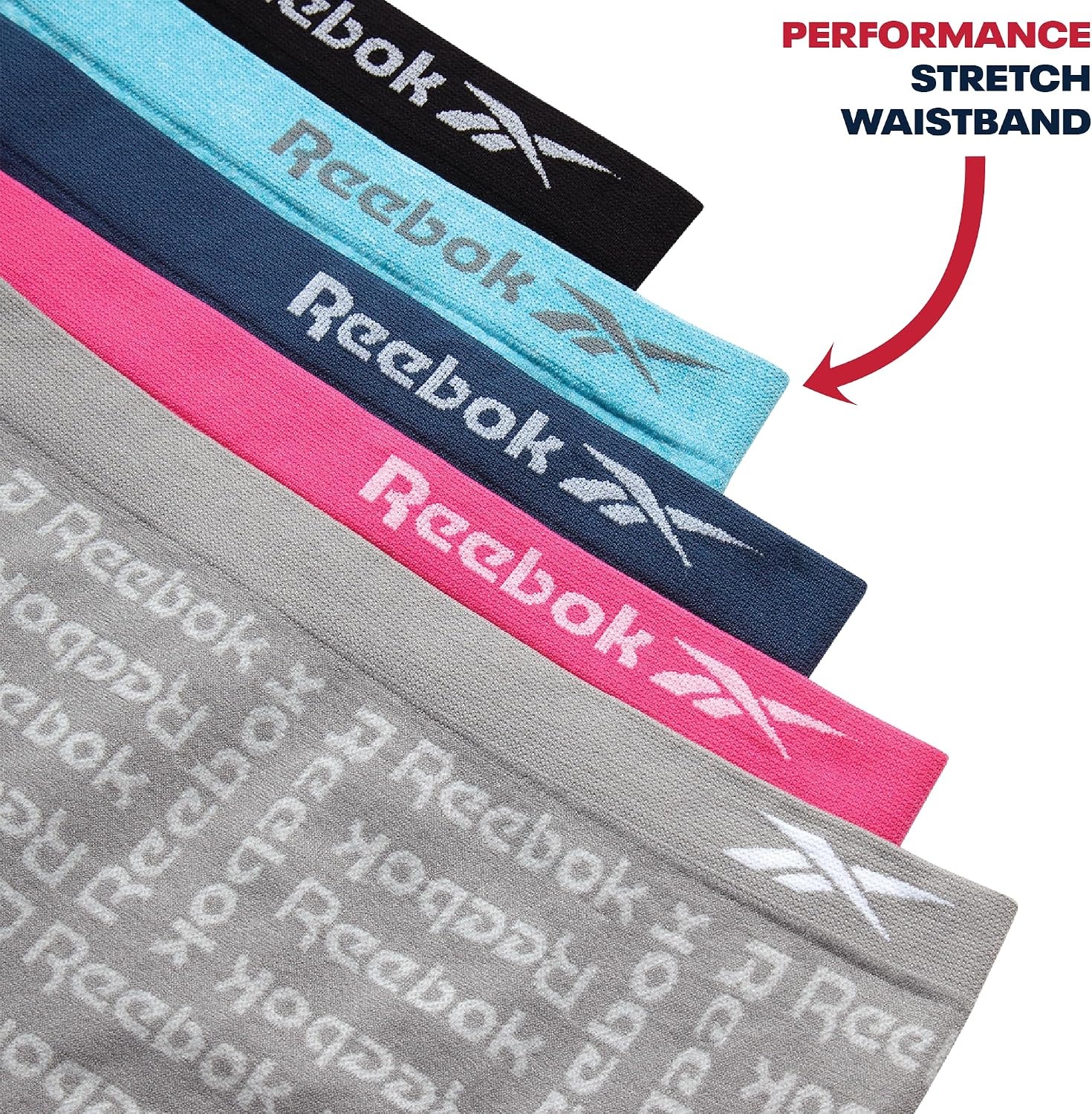 image:imageReebok Girls Boyshorts 5 Pack Soft Seamless Brief Underwear for Girls  TagFree Smooth Construction Ensures WorryFree Play She Stays Comfortable All Day Through School and SportsSharkskin JacquardDenimRoseBlackBlue