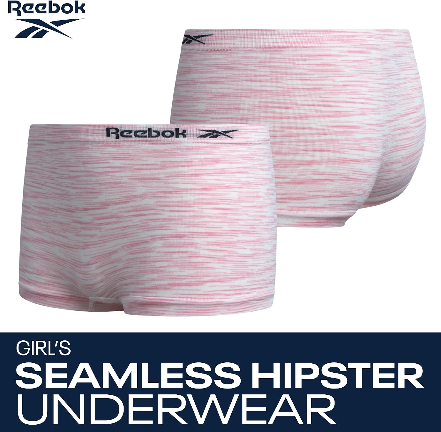 image:imageReebok Girls Boyshorts 5 Pack Soft Seamless Brief Underwear for Girls  TagFree Smooth Construction Ensures WorryFree Play She Stays Comfortable All Day Through School and SportsSteel GreyFaded DenimWhiteWhite Spacedye
