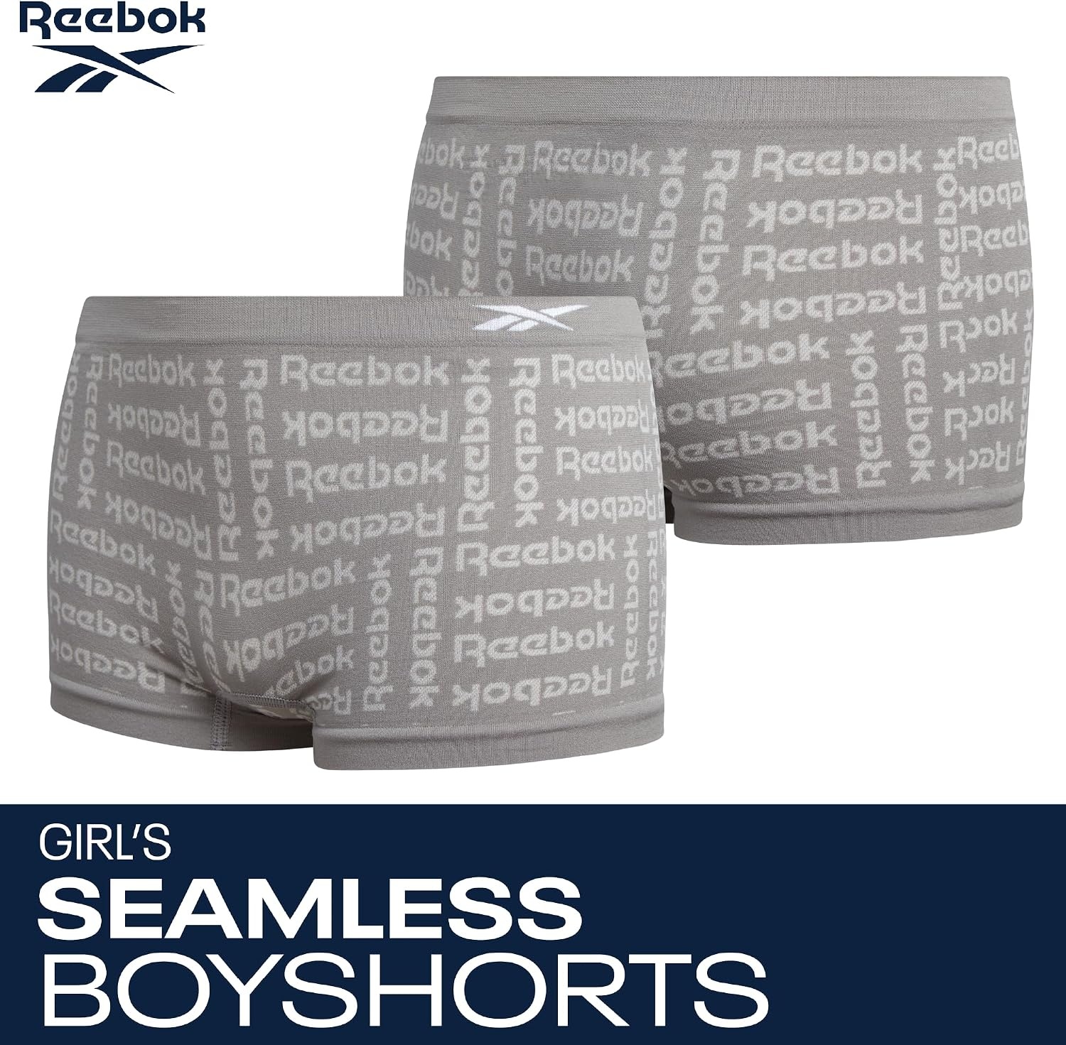 image:imageReebok Girls Boyshorts 5 Pack Soft Seamless Brief Underwear for Girls  TagFree Smooth Construction Ensures WorryFree Play She Stays Comfortable All Day Through School and SportsSharkskin JacquardDenimRoseBlackBlue