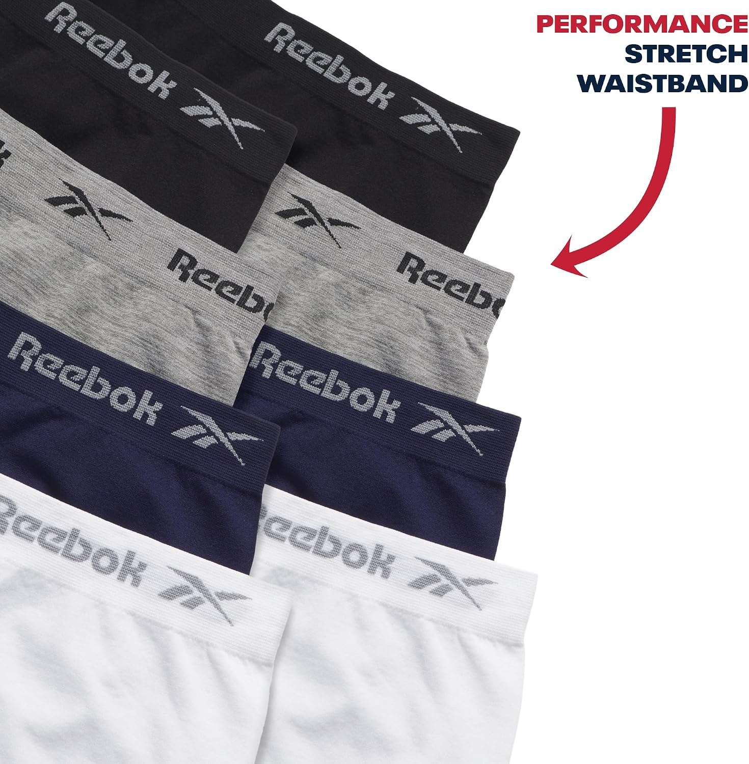 image:imageReebok Girls Boyshorts 8 Pack Soft Stretch Seamless Long Leg Underwear 5 Smooth Flexible Construction Gives Active Kids FullCoverage Comfort That Moves Through Every ActivityGreyBlackWhiteBlue