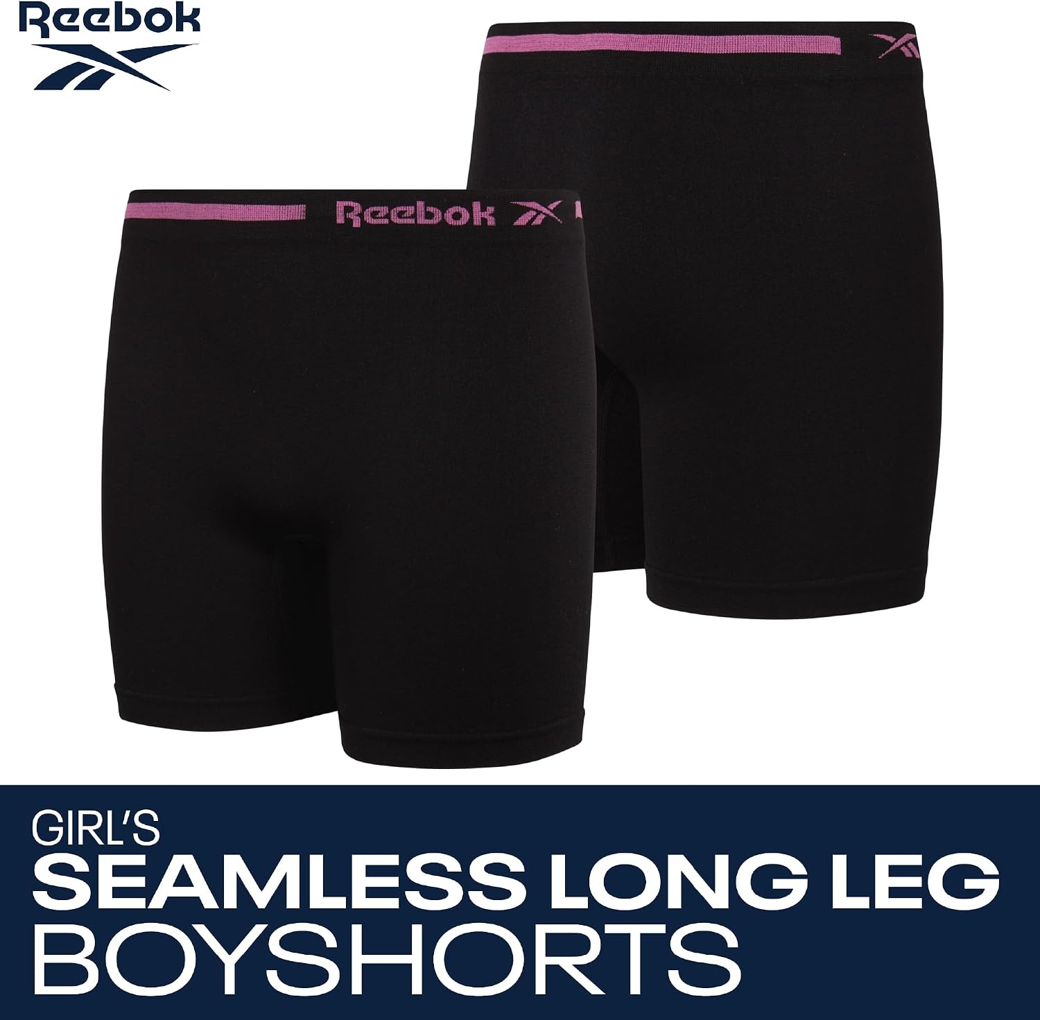 image:imageReebok Girls Boyshorts 8 Pack Soft Stretch Seamless Long Leg Underwear 5 Smooth Flexible Construction Gives Active Kids FullCoverage Comfort That Moves Through Every ActivityBlack 2