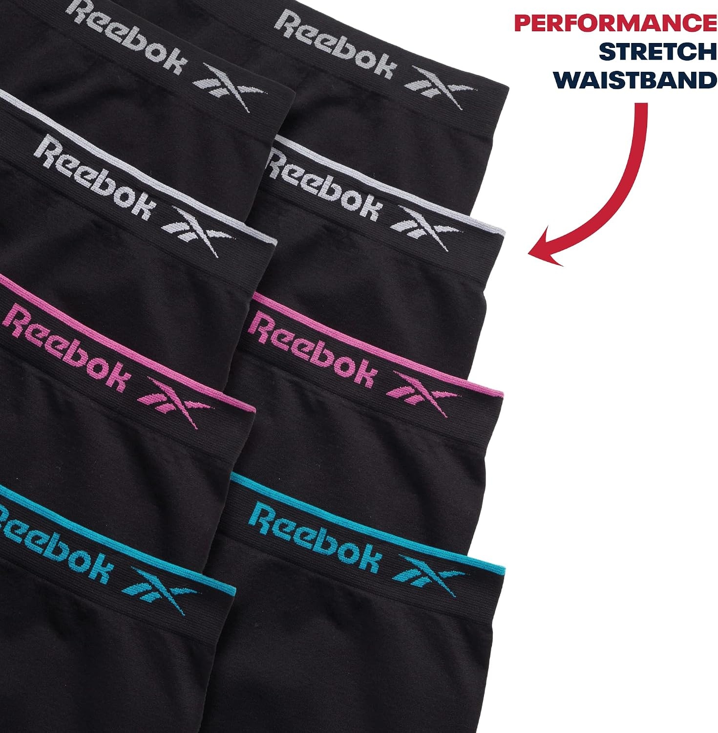 image:imageReebok Girls Boyshorts 8 Pack Soft Stretch Seamless Long Leg Underwear 5 Smooth Flexible Construction Gives Active Kids FullCoverage Comfort That Moves Through Every ActivityBlack