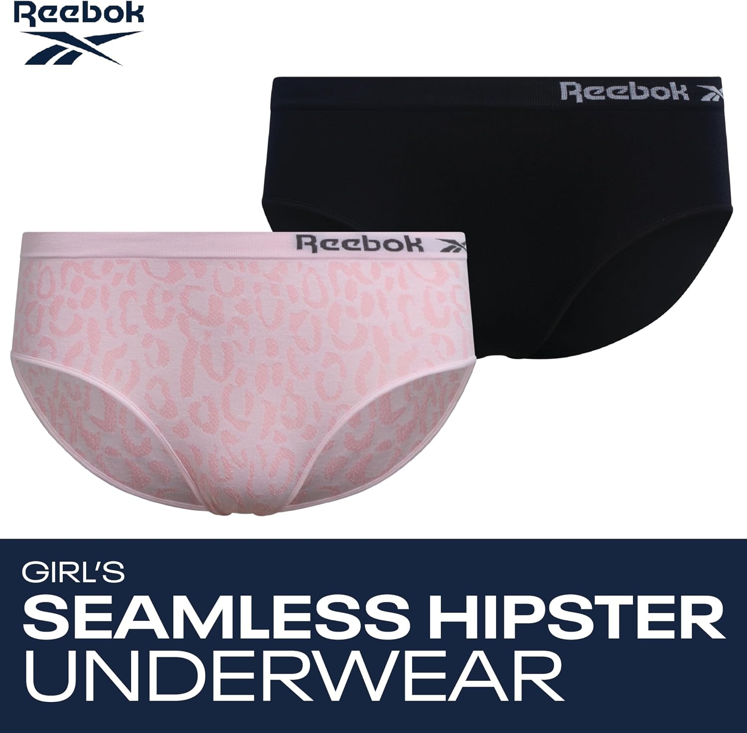 image:imageReebok Girls Hipster Panties 10 Pack Soft Stretch Seamless Underwear Breathable MoistureWicking Fabric Keeps Her Fresh and Confident Everyday Smooth Comfort in Every MovePink JacquardScuba Blue SpacedyeWhite StripeBlack