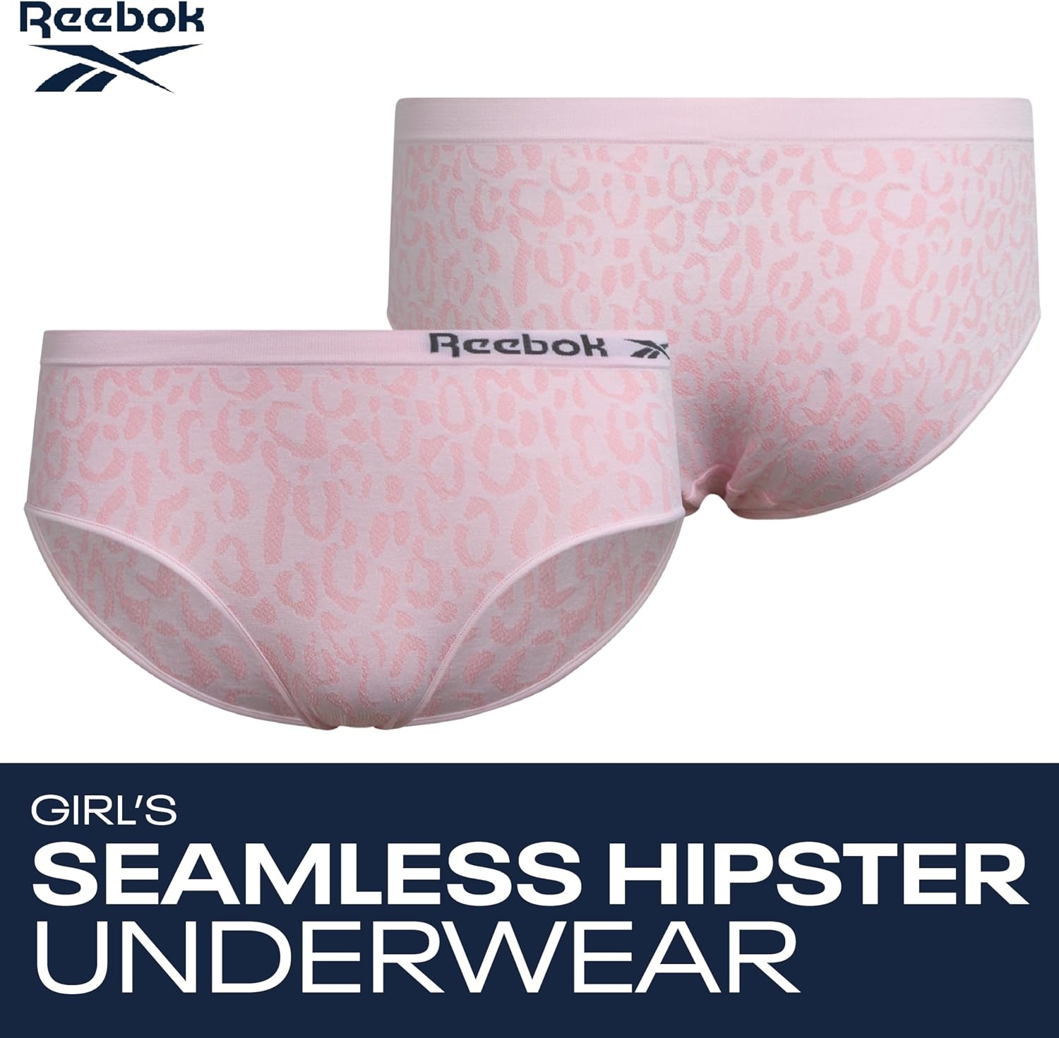 image:imageReebok Girls Hipster Panties 4 Pack Soft Stretch Seamless Underwear Smooth Flexible Fabric with a TagFree Design for IrritationFree Comfort Secure Fit Without Pinching or DiggingPink JacquardScuba Blue SpacedyeWhite StripeBlack