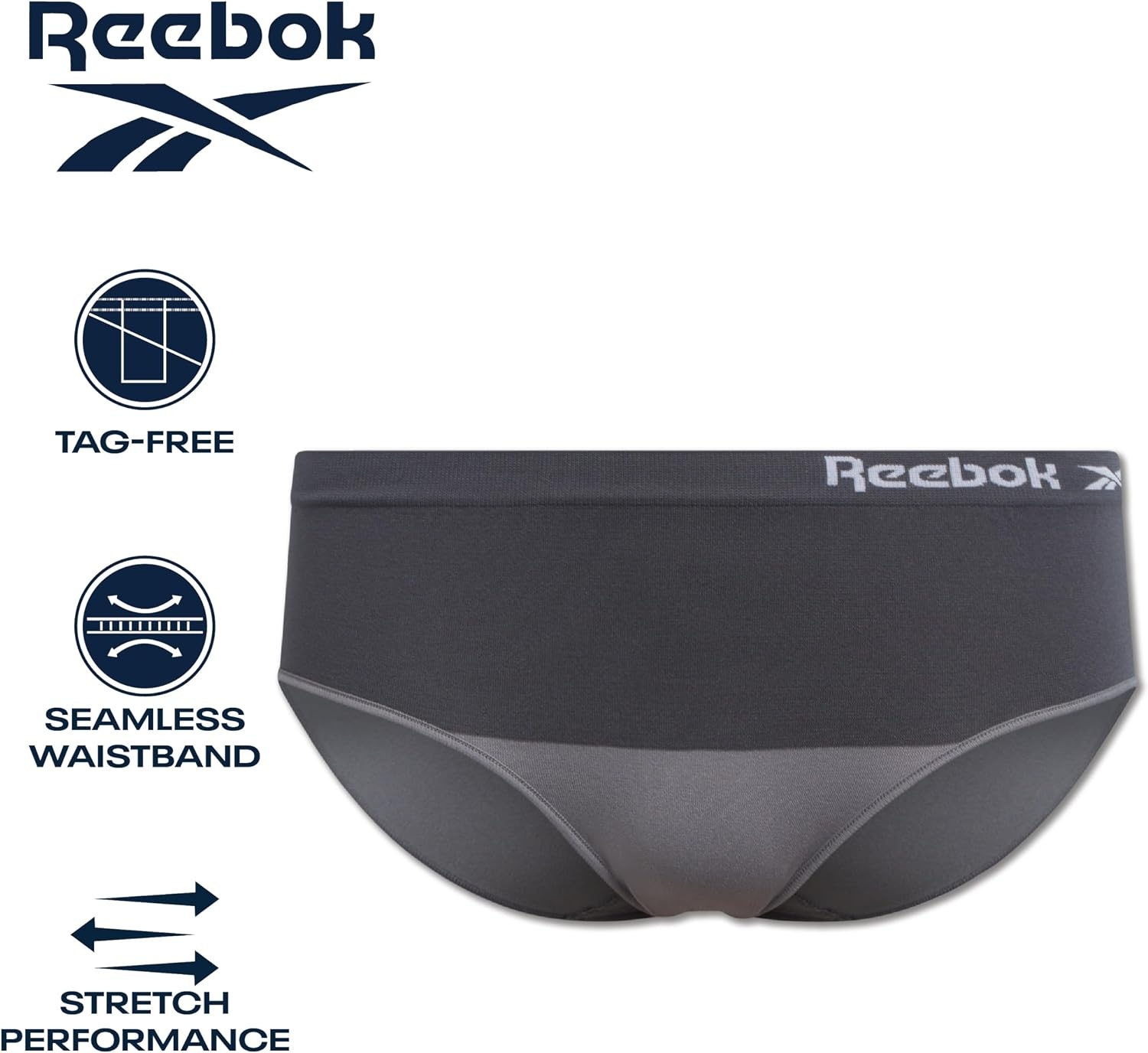 image:imageReebok Girls Hipster Panties 4 Pack Soft Stretch Seamless Underwear Smooth Flexible Fabric with a TagFree Design for IrritationFree Comfort Secure Fit Without Pinching or DiggingWhiteMajolica BlueSteel GreyPink Jacquard