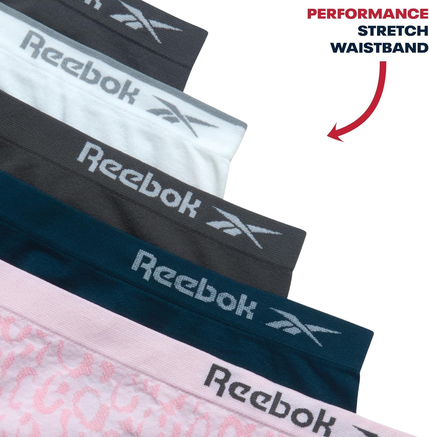 image:imageReebok Girls Hipster Panties 5 Pack Soft Stretch Seamless Underwear Breathable MoistureWicking Fabric Keeps Her Fresh and Confident Everyday Smooth Comfort in Every MoveWhiteMajolica BlueSteel GreyPink Jacquard