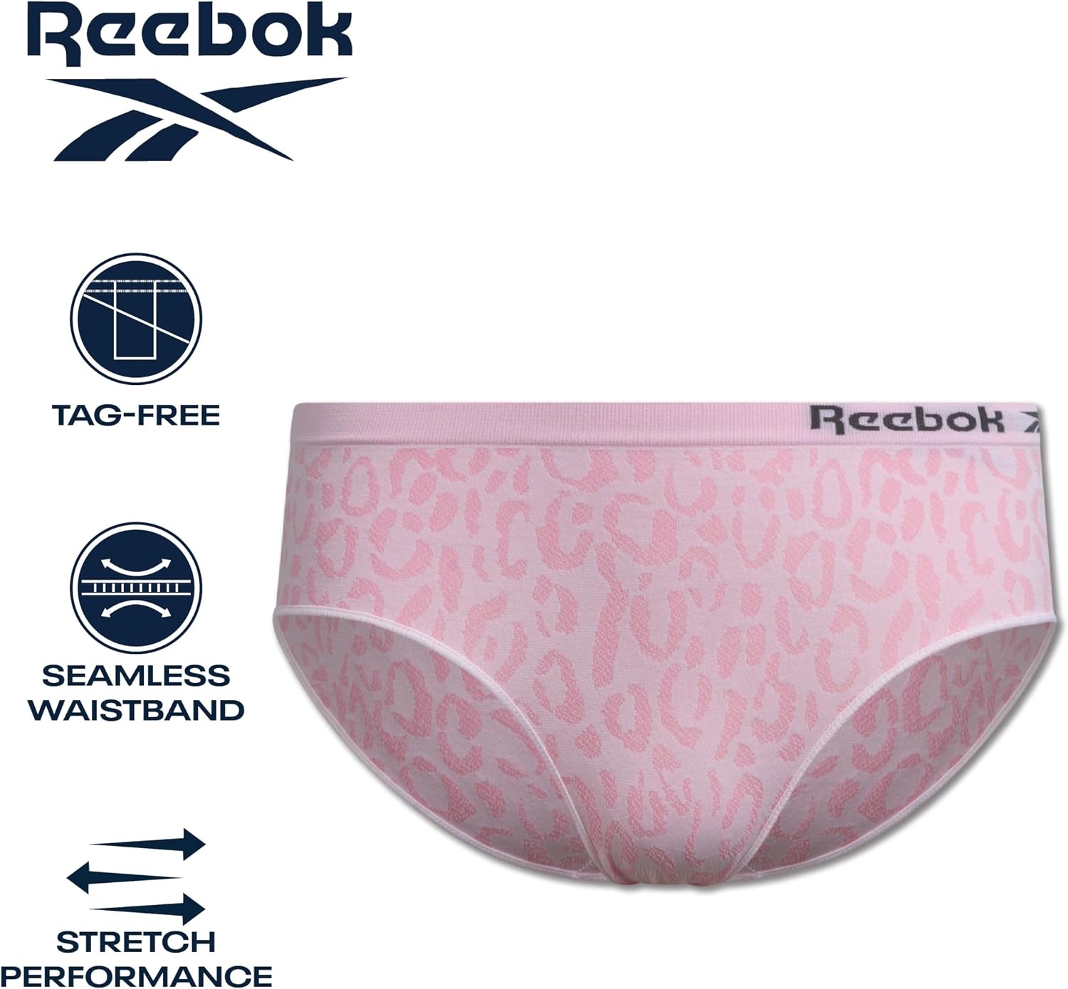 image:imageReebok Girls Hipster Panties 5 Pack Soft Stretch Seamless Underwear Breathable MoistureWicking Fabric Keeps Her Fresh and Confident Everyday Smooth Comfort in Every MoveWhiteMajolica BlueSteel GreyPink Jacquard