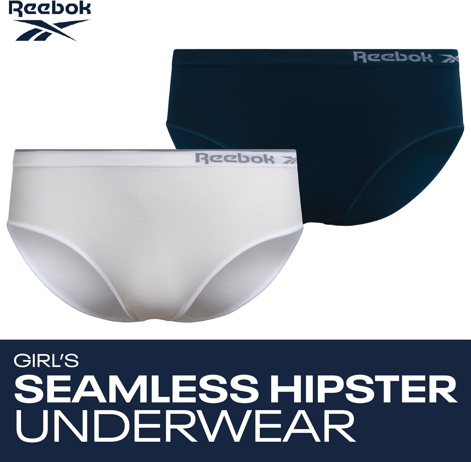 image:imageReebok Girls Hipster Panties 5 Pack Soft Stretch Seamless Underwear Breathable MoistureWicking Fabric Keeps Her Fresh and Confident Everyday Smooth Comfort in Every MoveWhiteMajolica BlueSteel GreyPink Jacquard
