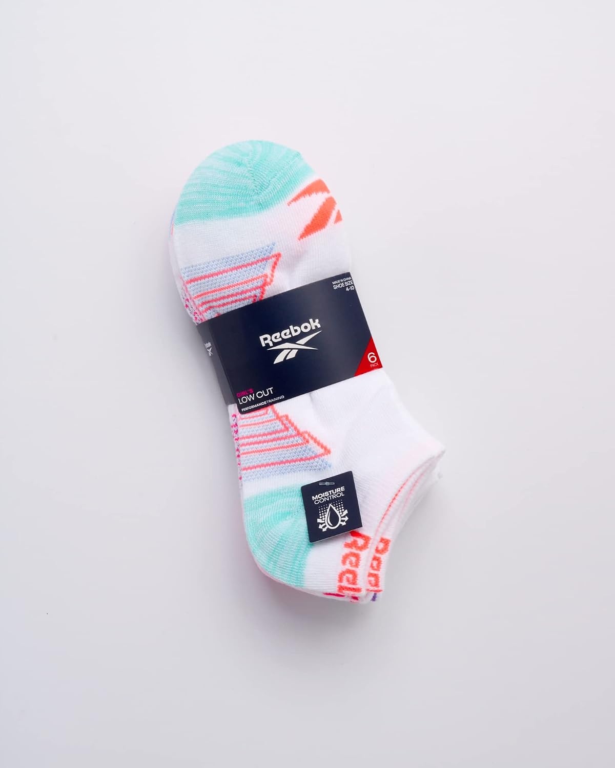 image:imageReebok Girls Low Cut Socks 6 Pack Lightweight Performance Athletic Socks Soft MoistureWicking Fabric with a TagFree Toe Seam for AllDay ComfortWhite Multi