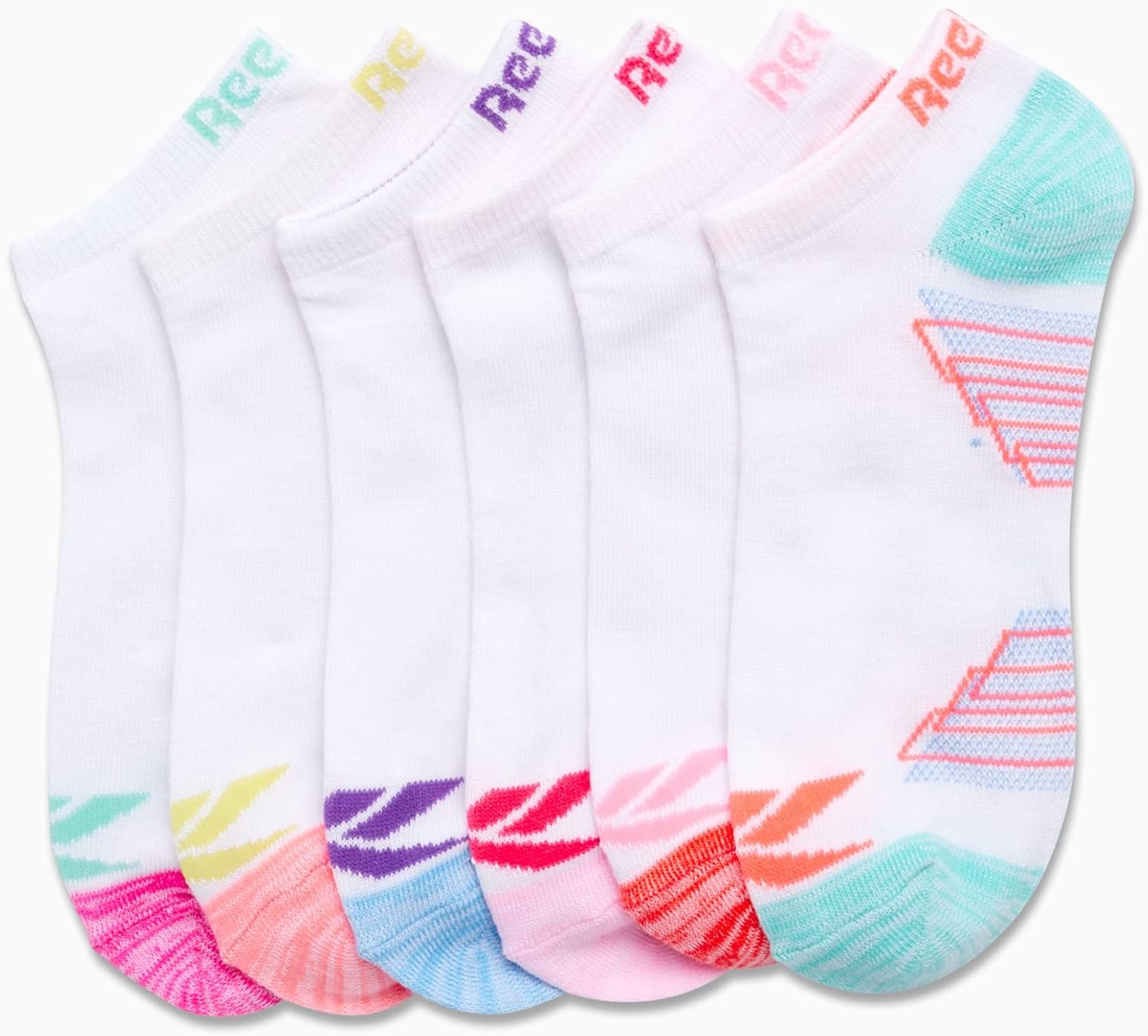 image:imageReebok Girls Low Cut Socks 6 Pack Lightweight Performance Athletic Socks Soft MoistureWicking Fabric with a TagFree Toe Seam for AllDay ComfortWhite Multi