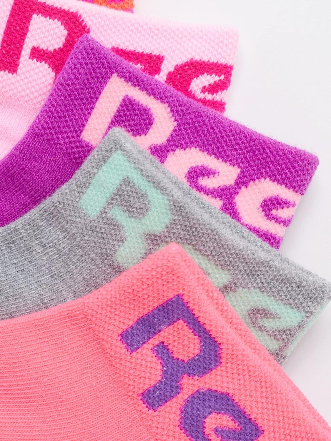 image:imageReebok Girls Quarter Socks 12 Pack Quarter Cut Arch Support Athletic Socks Stretchfit Knit Contours to Feet Moisturewicking Fabric Seamless Toe Closure Cushioned HeelPink Multi